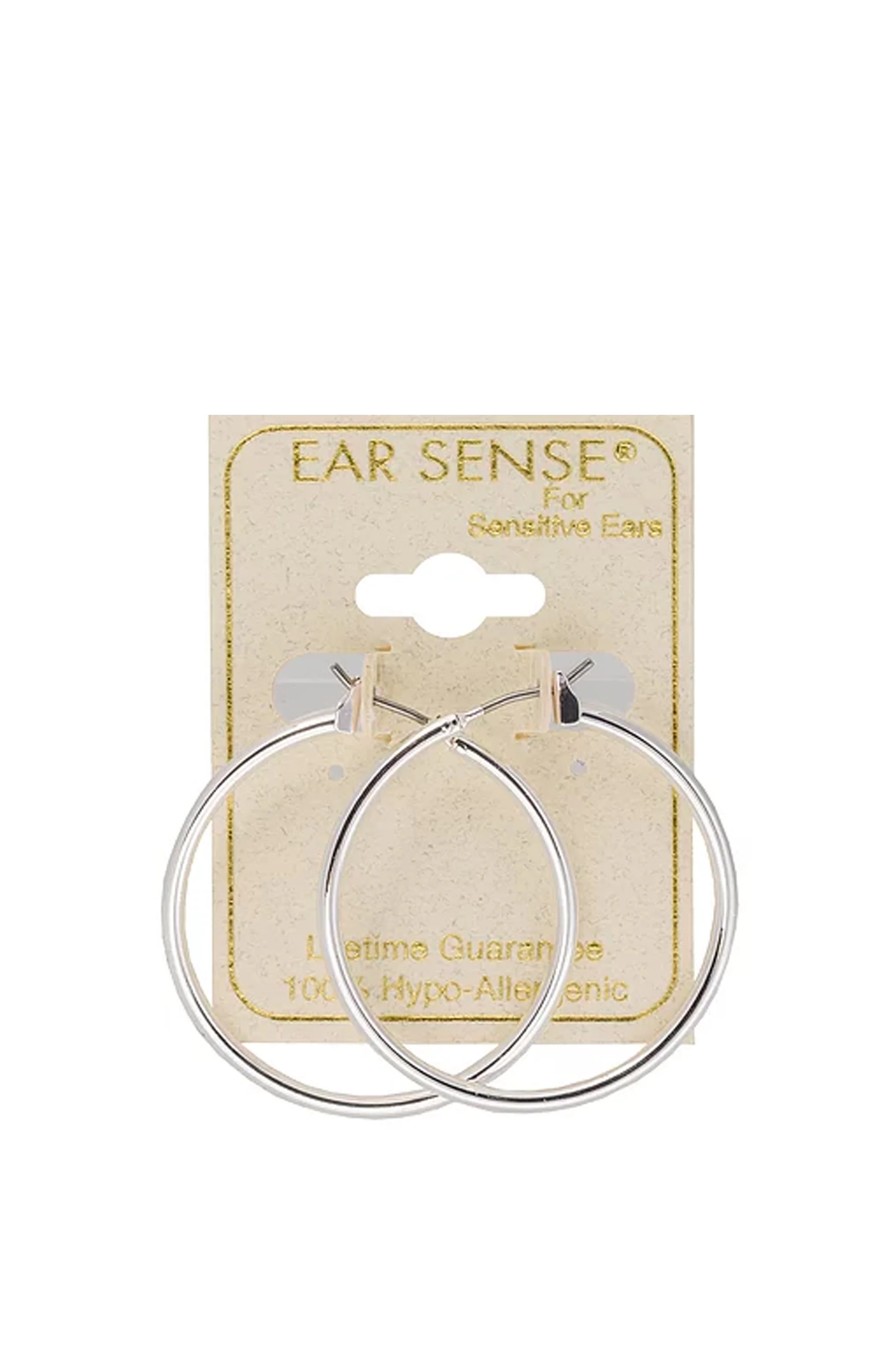 EarSense F495-2 30mm Silver Click Hoops - Image 2