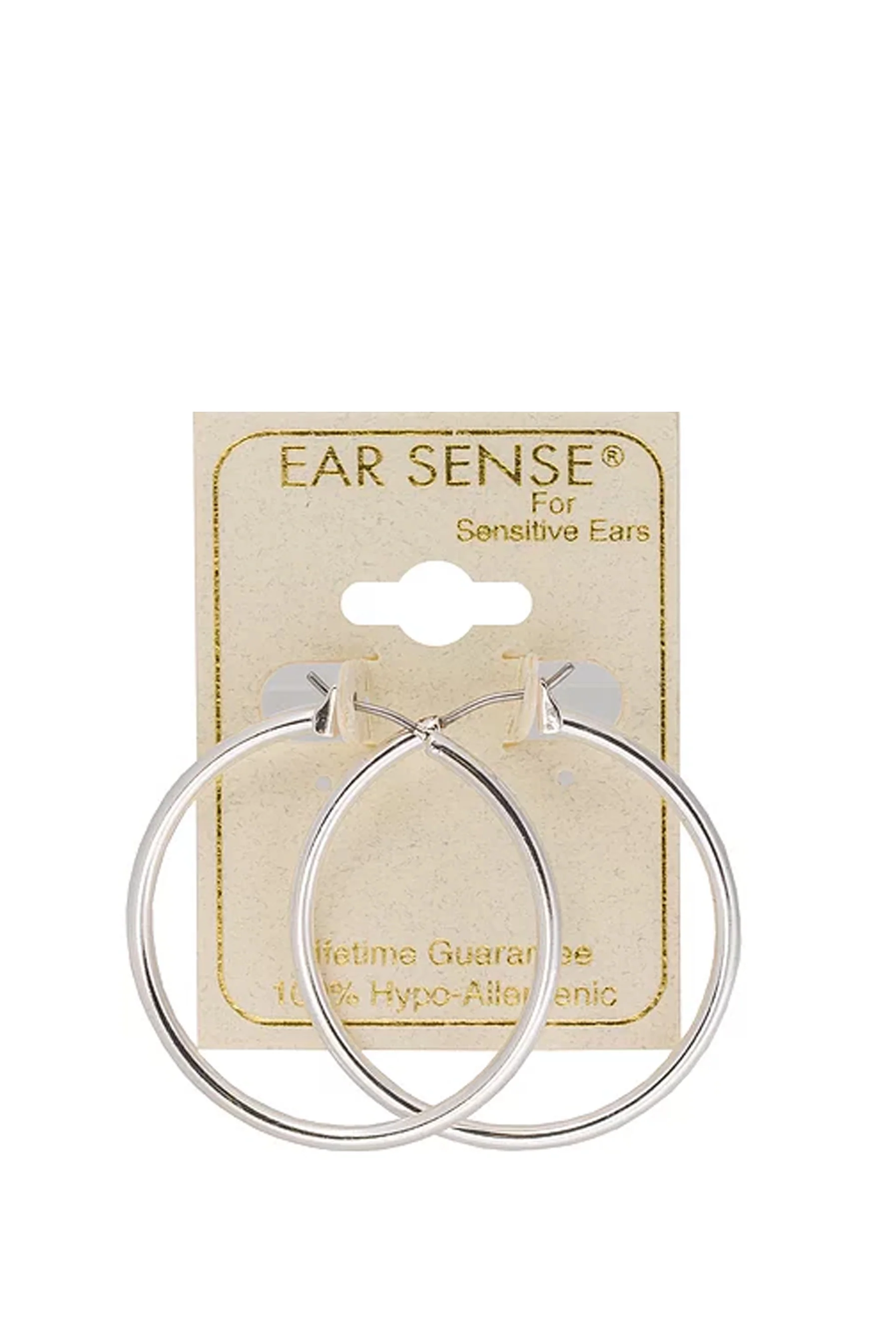 EarSense F495-3 35mm Silver Click Hoops - Image 2