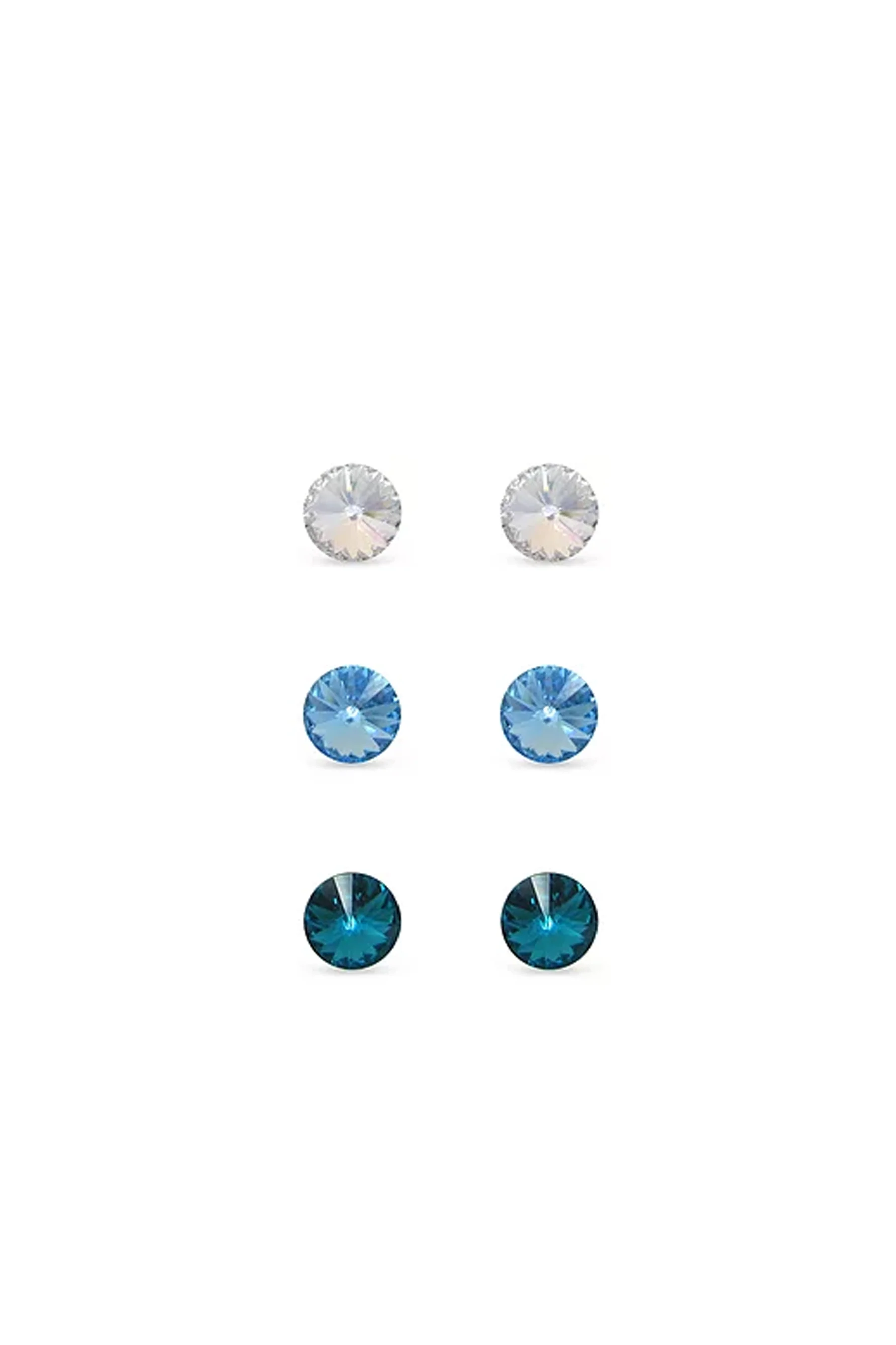 EarSense F6-2098 Crystal, Aqua, Blue Zircon Rivoli Trio