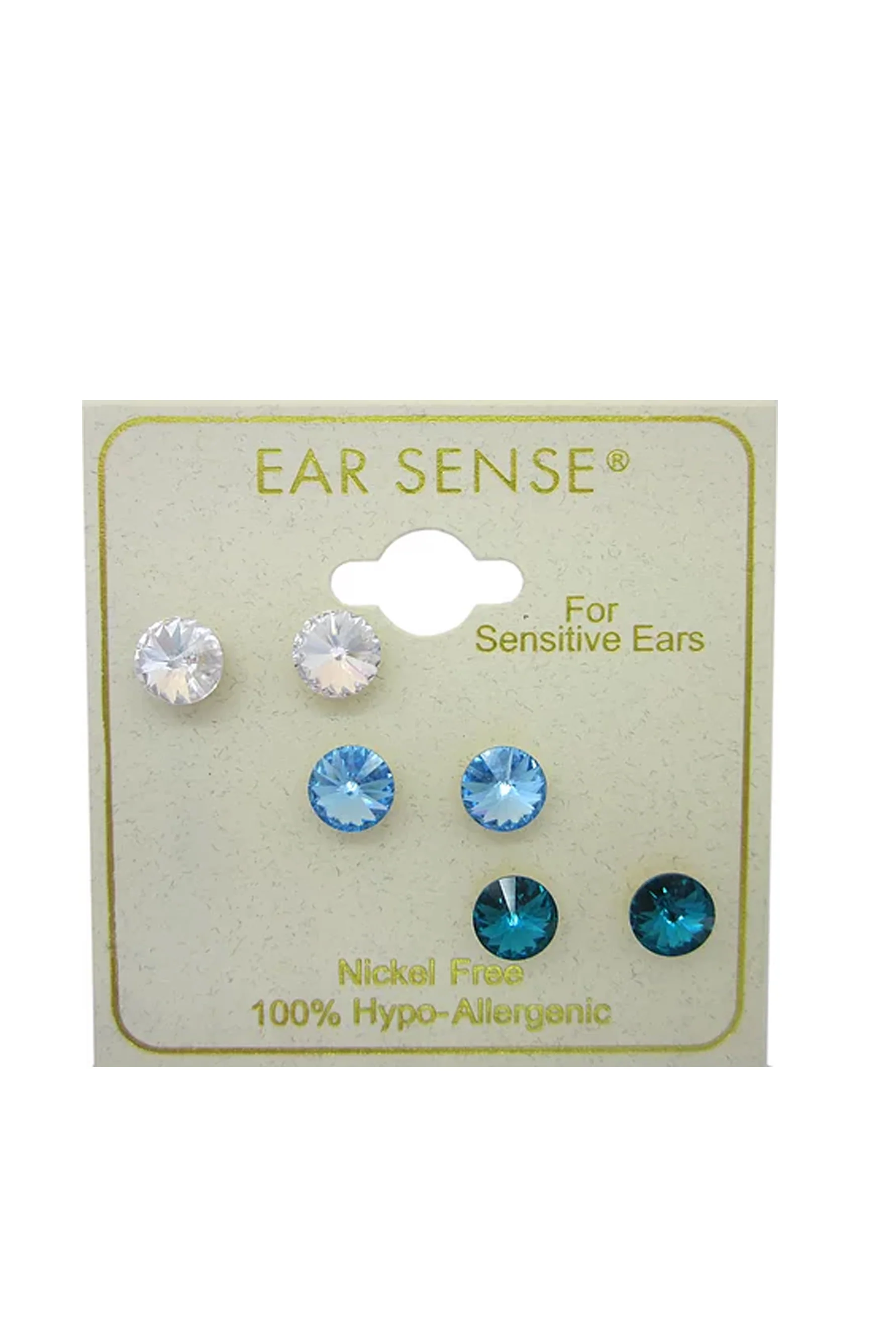 EarSense F6-2098 Crystal, Aqua, Blue Zircon Rivoli Trio - Image 2