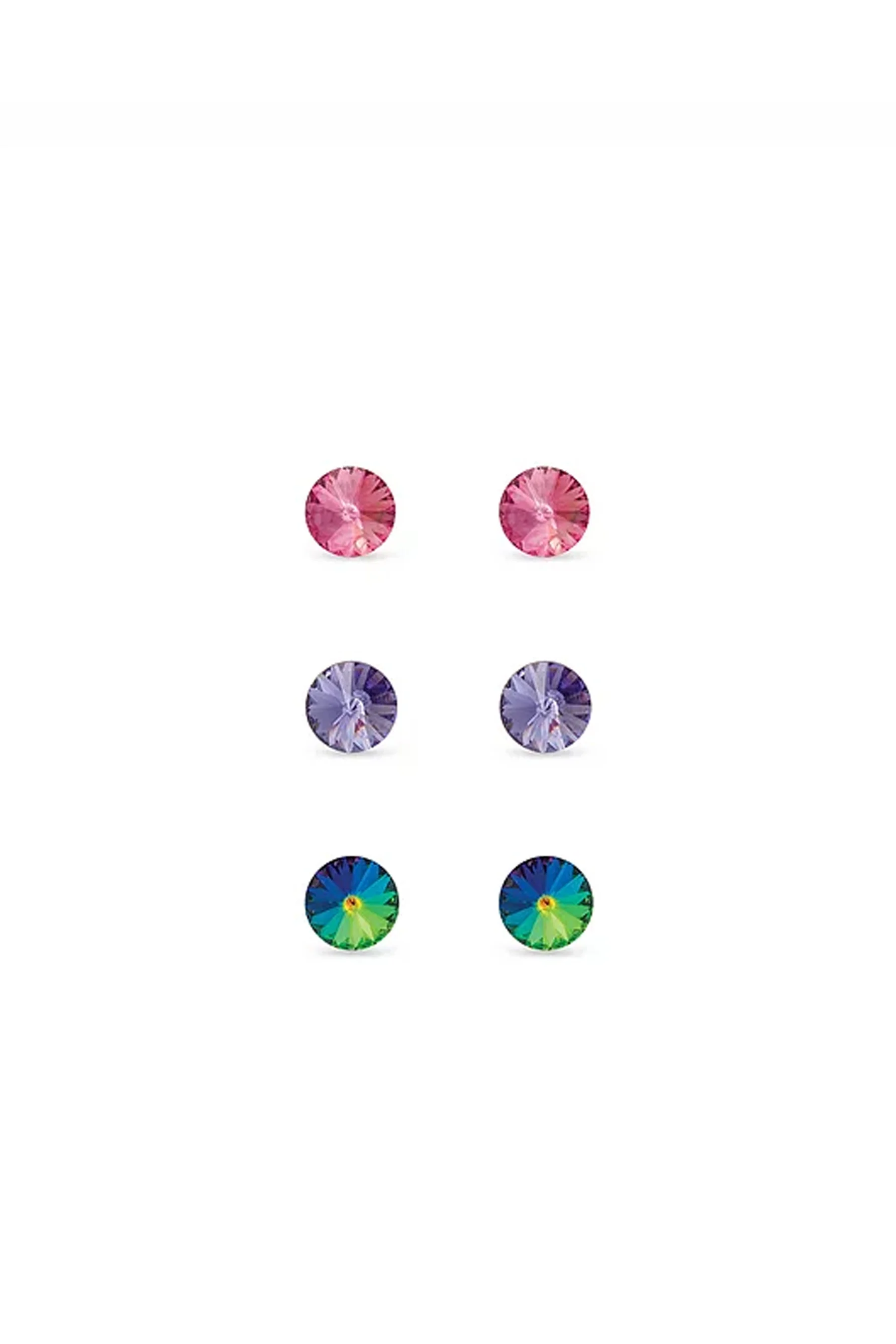 EarSense F6-2099 Rose/ Multi/ Amethyst Rivoli Trio Studs