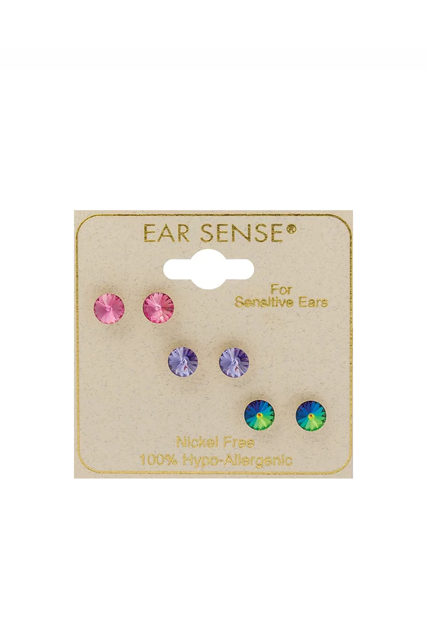 EarSense F6-2099 Rose/ Multi/ Amethyst Rivoli Trio Studs - Image 2