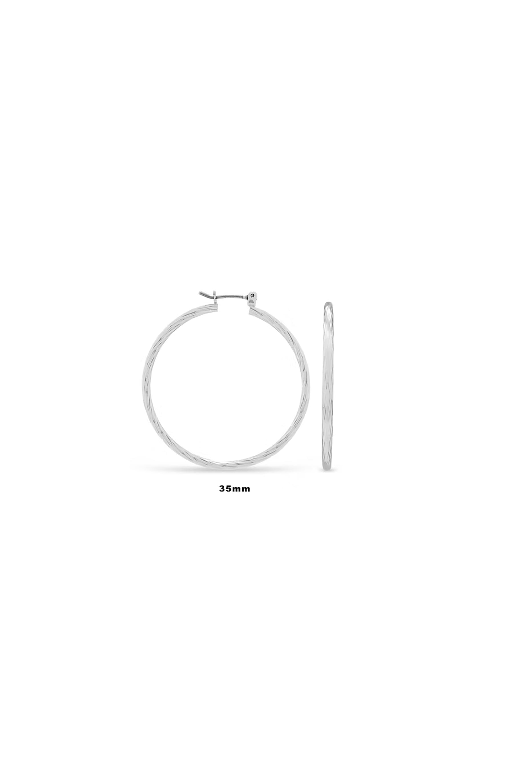 EarSense 35mm Silver Faceted Click Hoops
