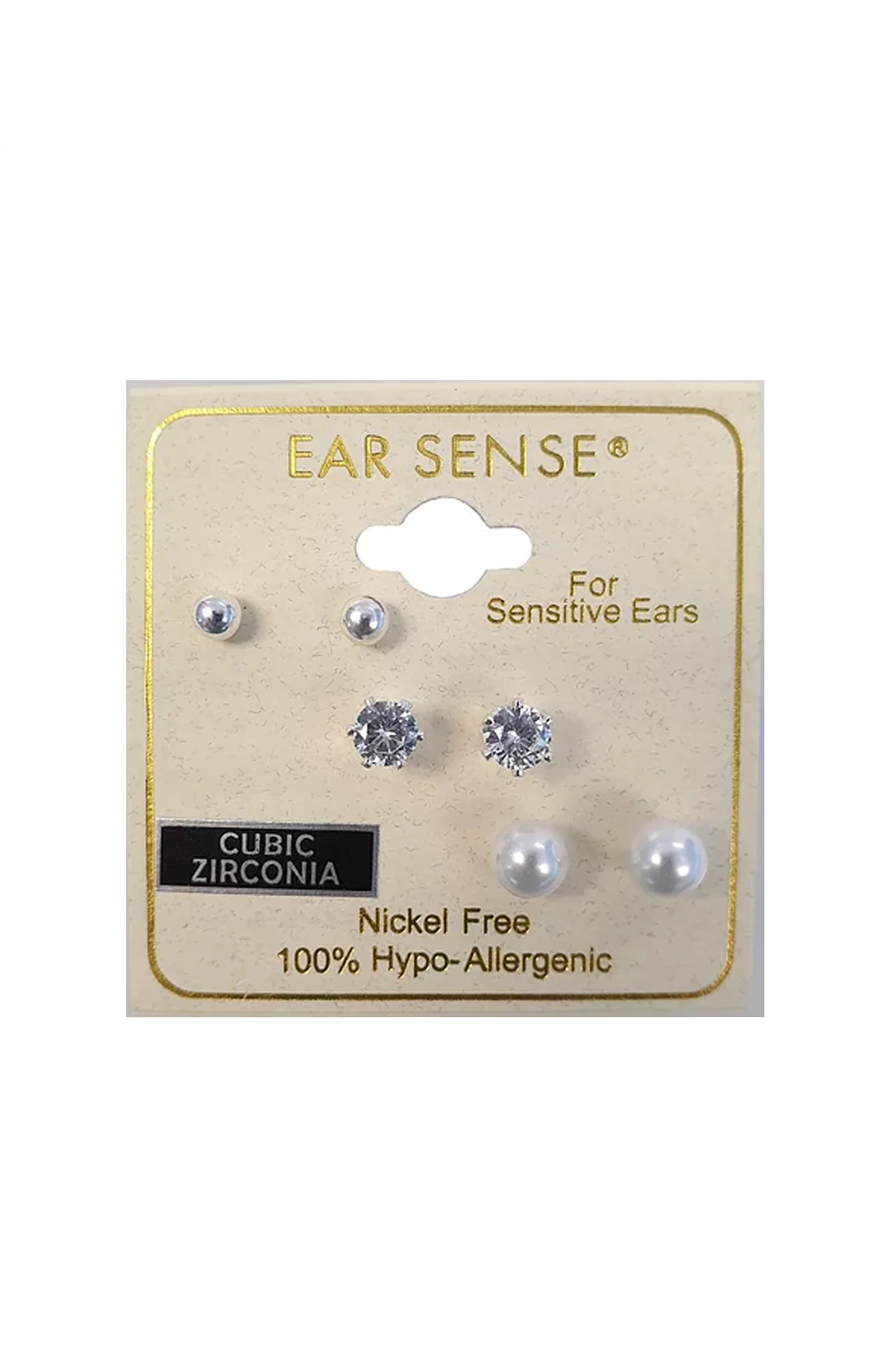 EarSense FC702 Large Silver Ball, Cubic Zirconia & Pearl Trio - Image 2
