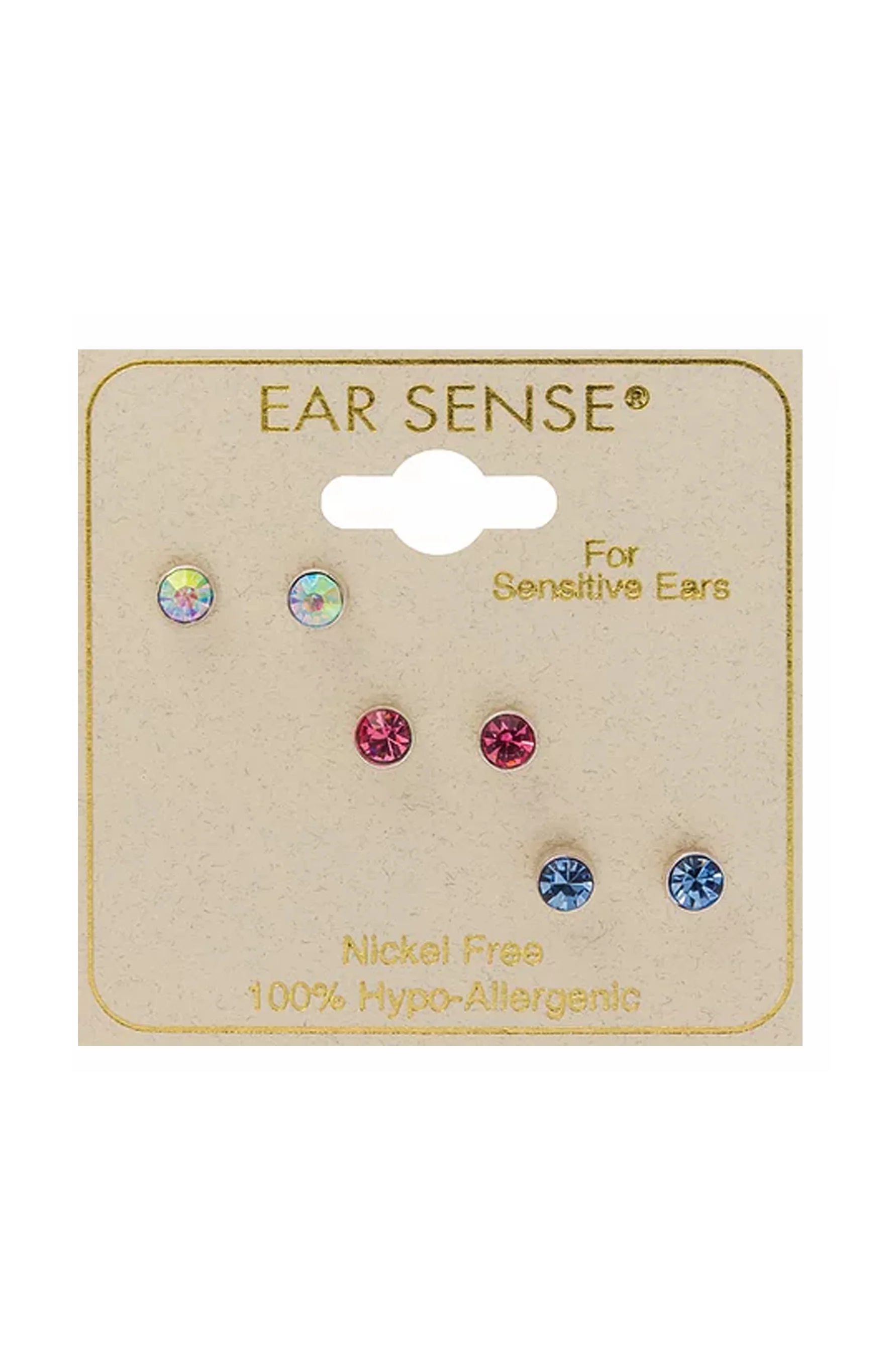 EarSense FC707-9 Crystal/ Pink/ Blue on Silver Stud Trio - Image 2