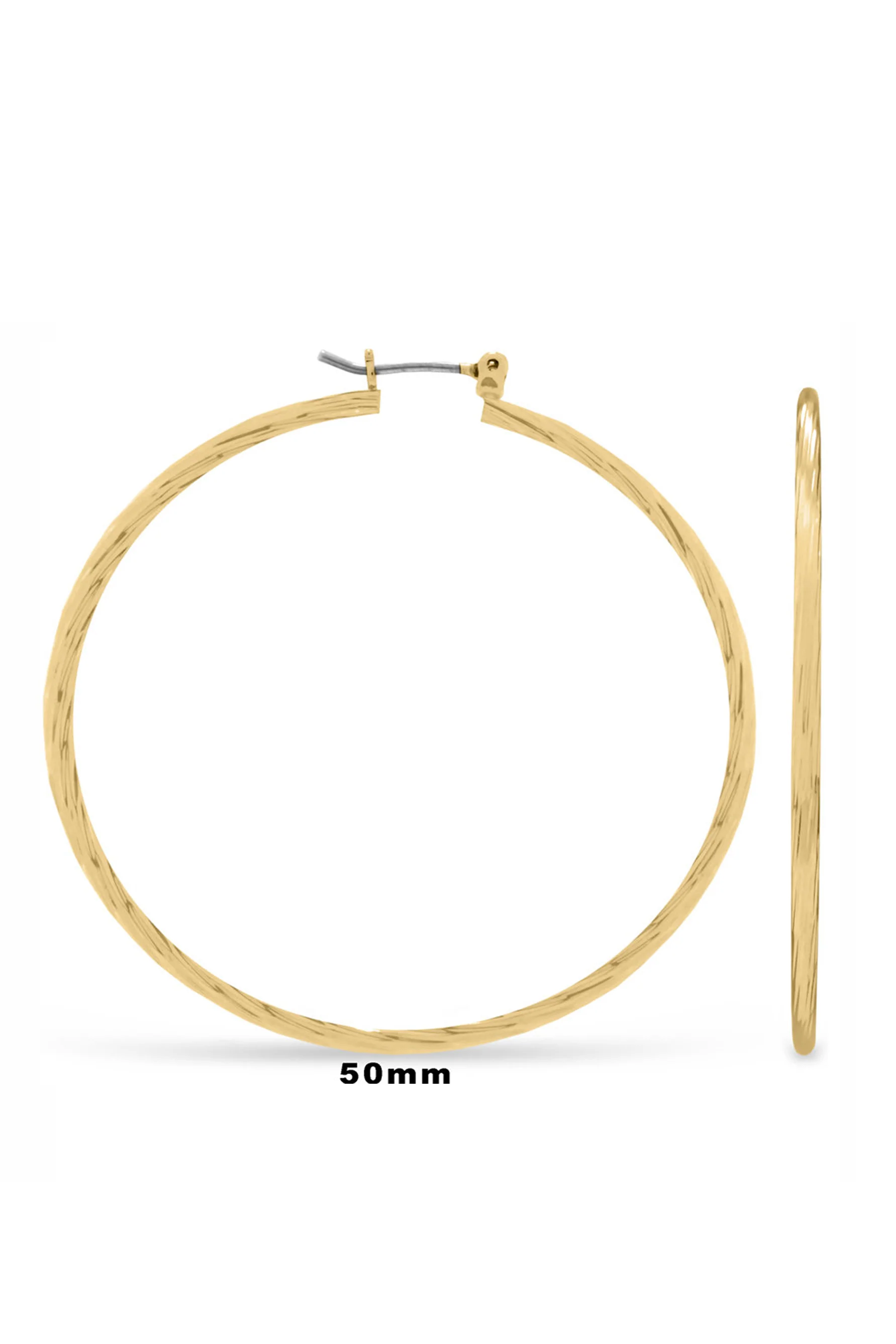 EarSense FR235-3 50mm Gold Faceted Click Hoops - Image 2