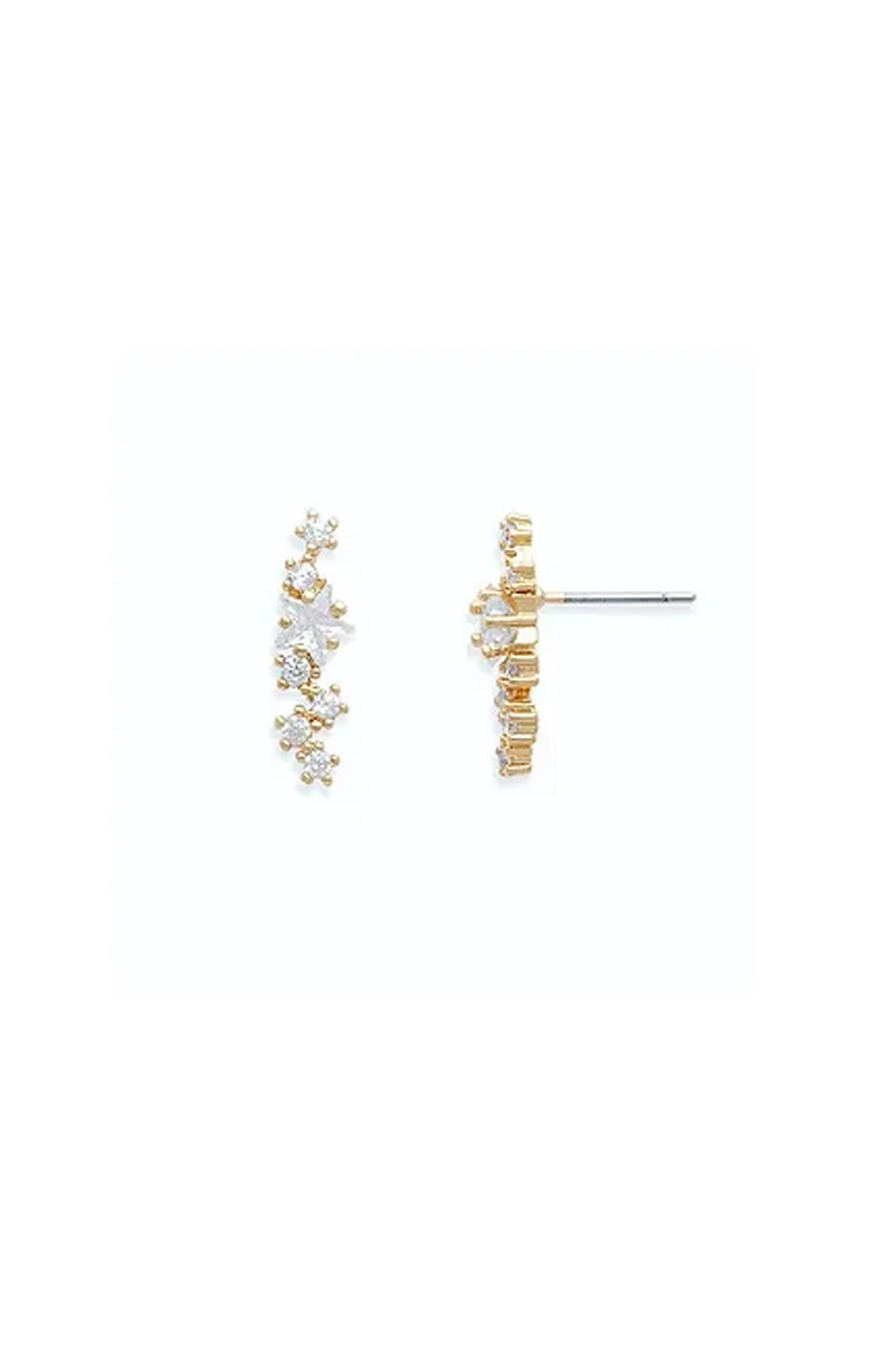EarSense Gold Crystal Starburst Studs