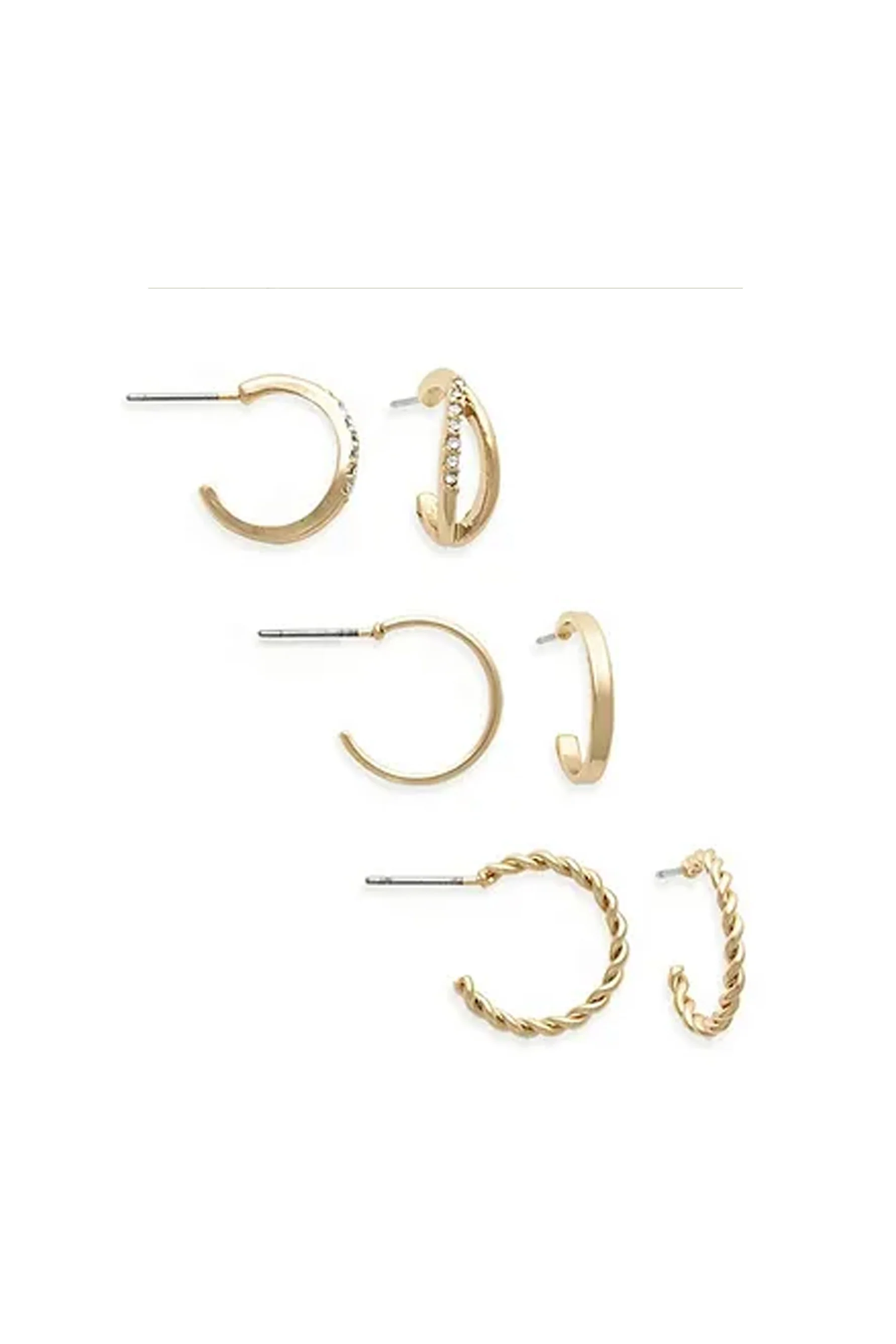 EarSense Gold Split/Plain/Rope Hoop Trio