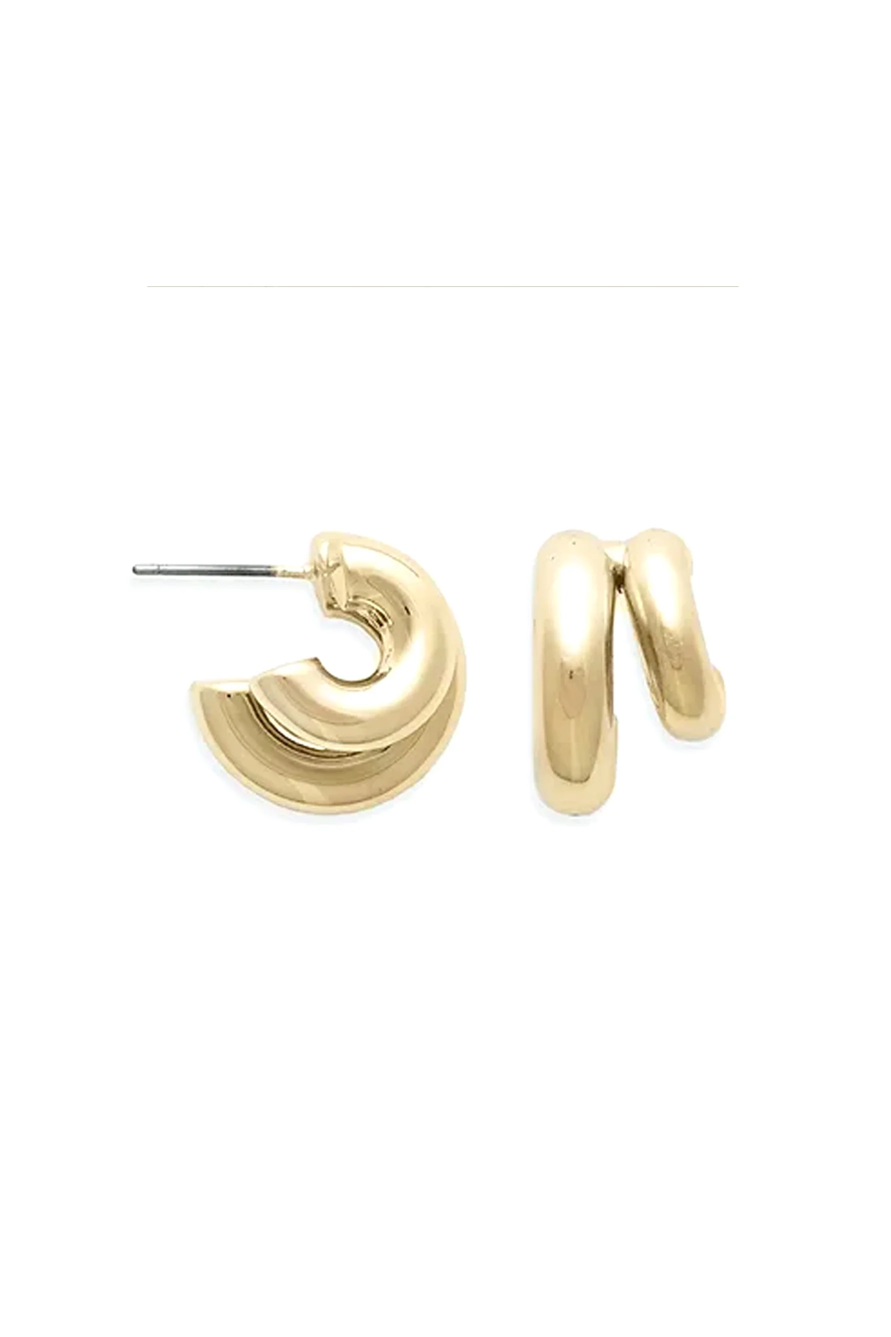 EarSense Gold Varied Double J Hoop Stud