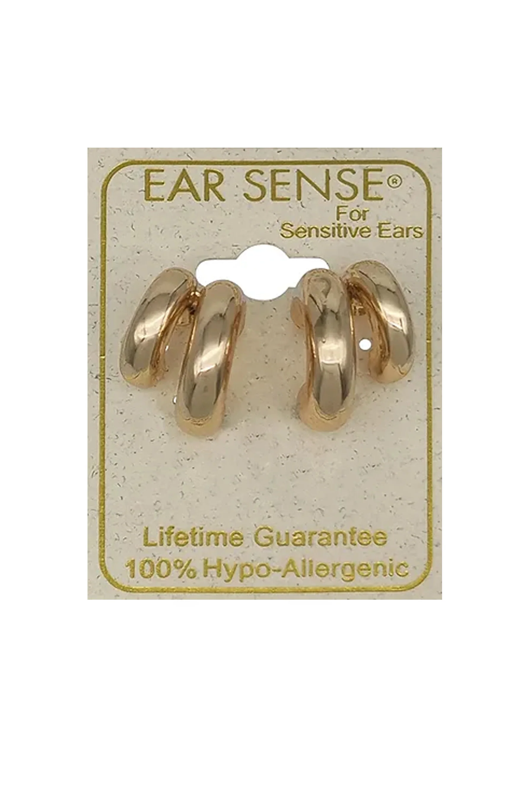 EarSense Gold Varied Double J Hoop Stud - Image 2