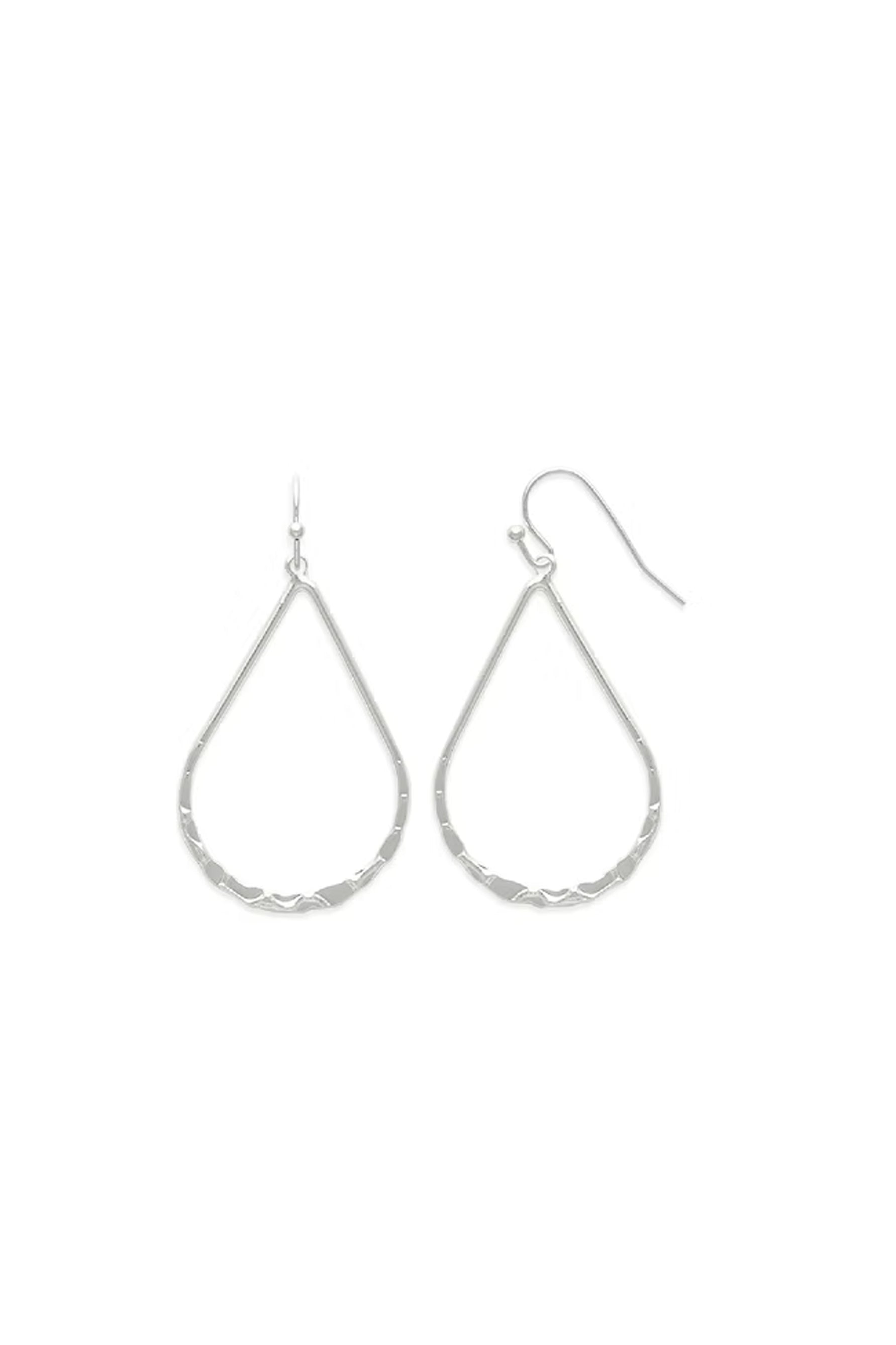 EarSense Silver Open Teardrop Hoop