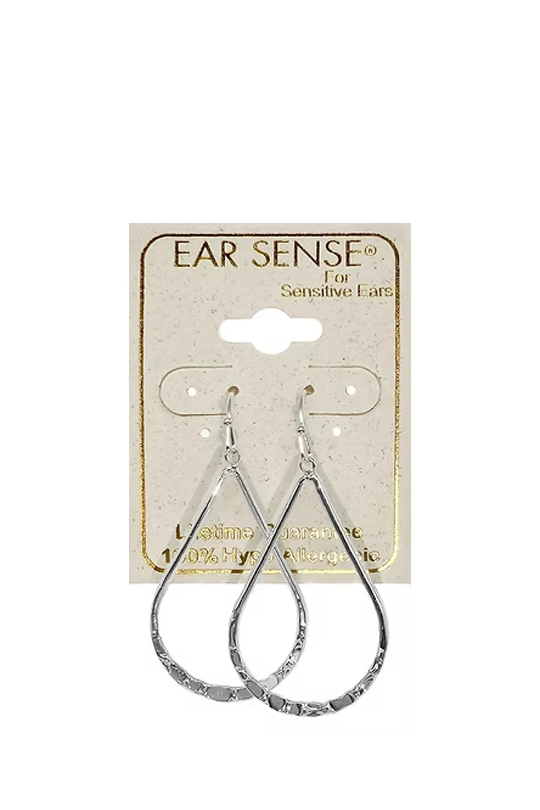 EarSense Silver Open Teardrop Hoop - Image 2