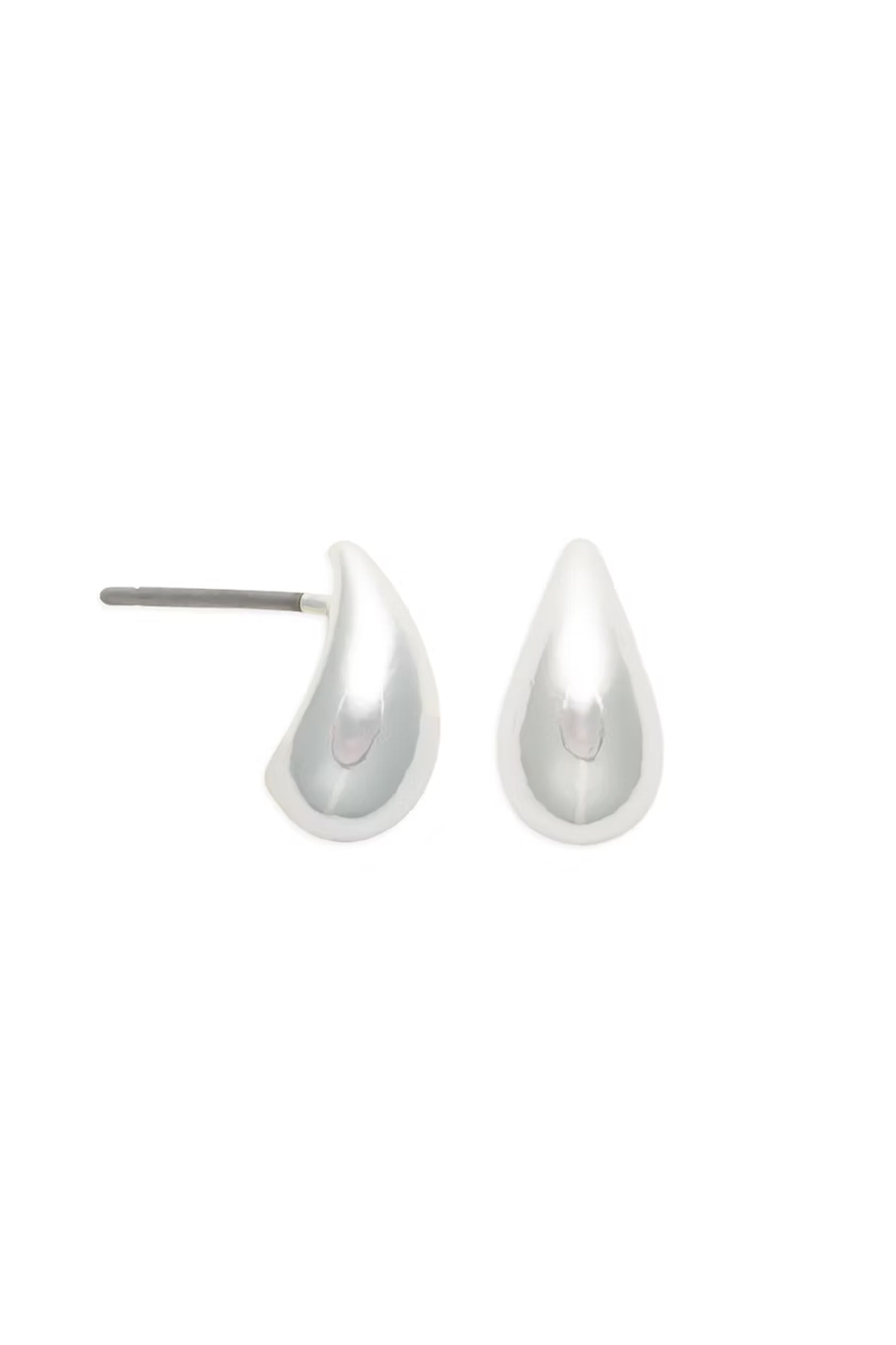 EarSense Silver Small Puff Teardrop Stud