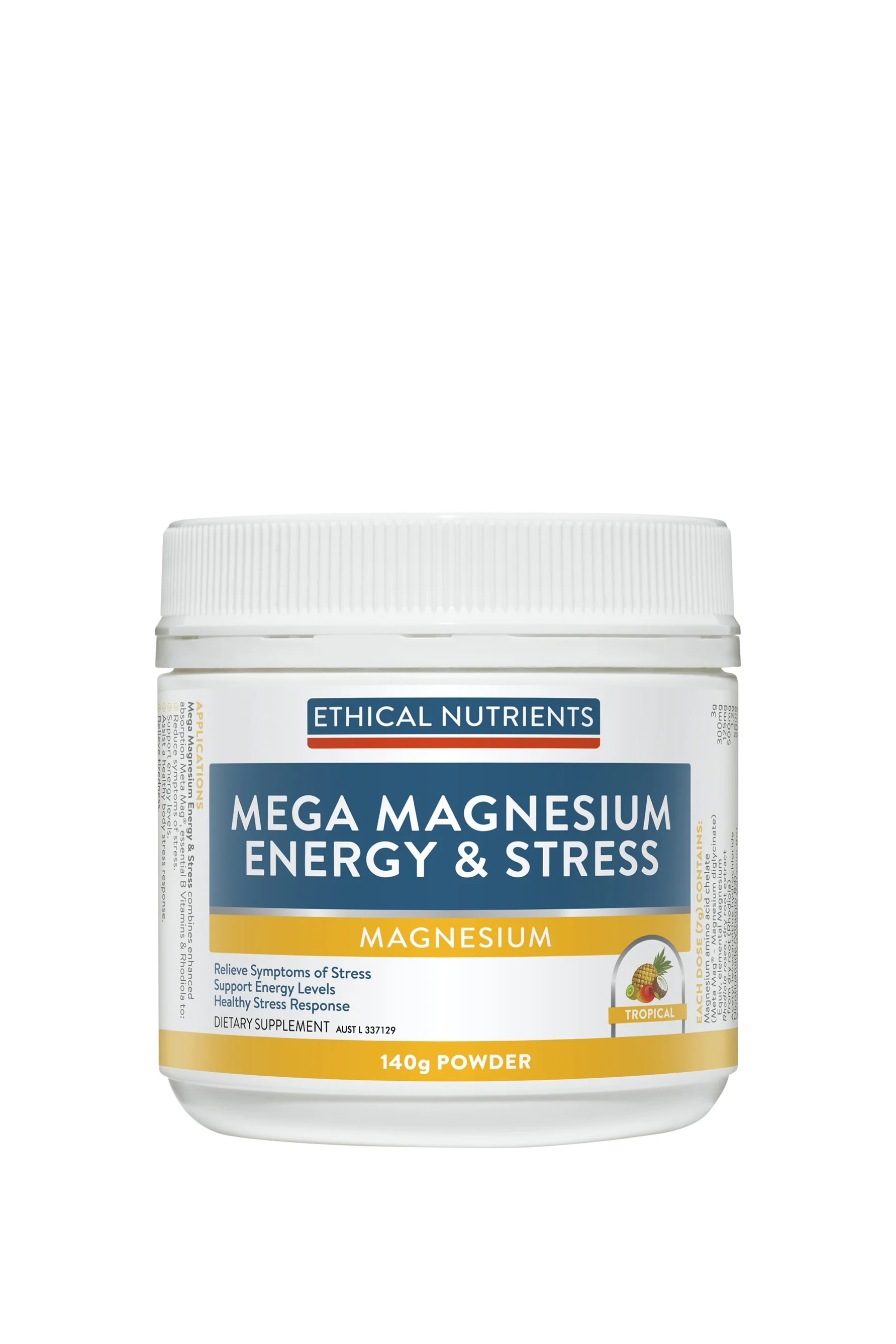 ETHICAL NUTRIENTS Mega Magnesium Energy & Stress Powder 140g