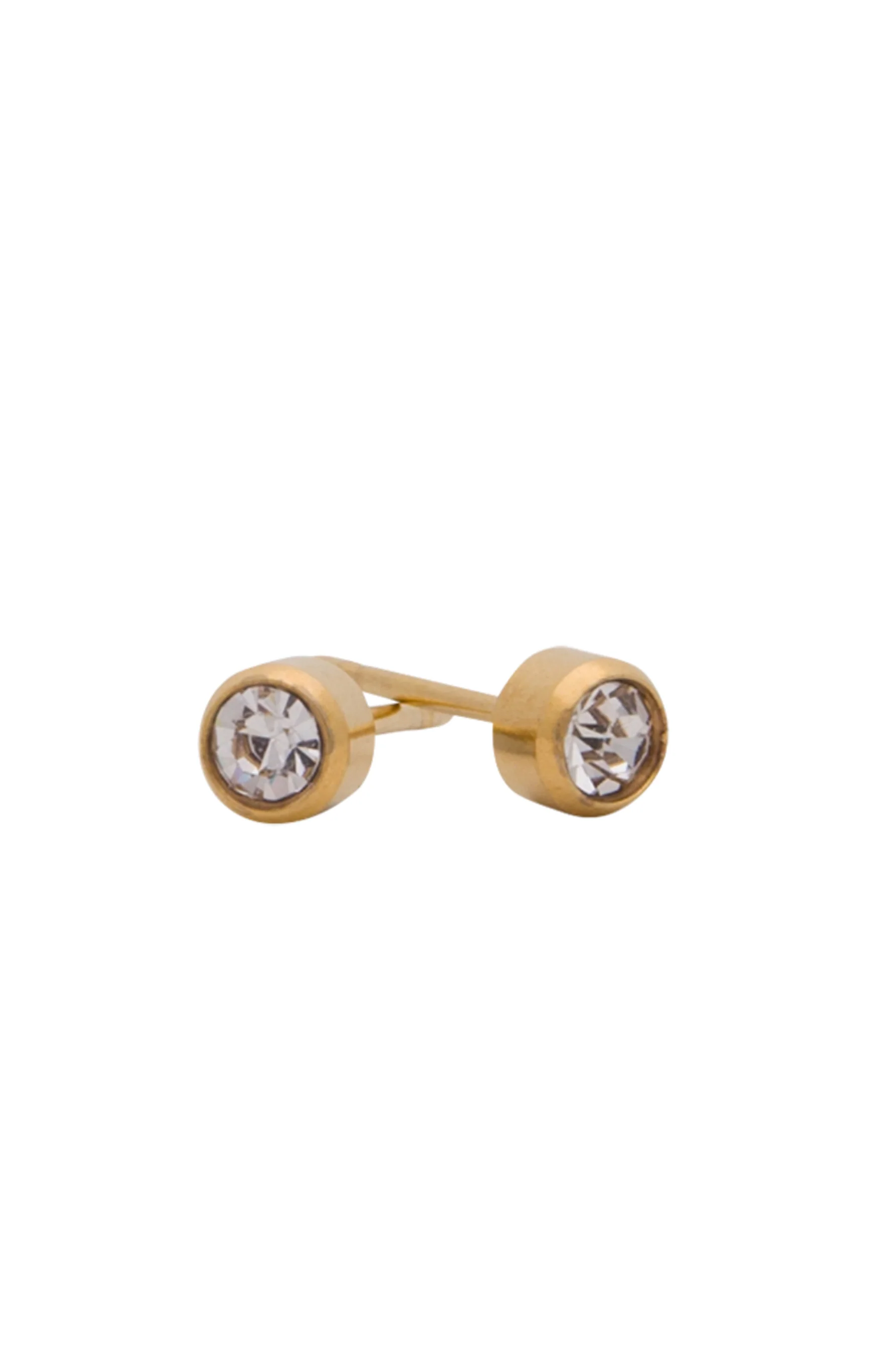 EURO 51240 Clear Diamond Crystal April Birthstone 4mm Gold Studs