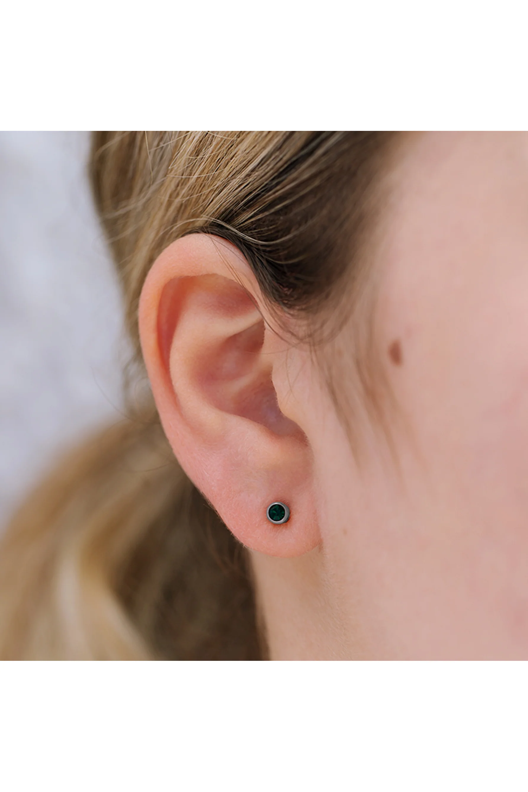 EURO 51251 Dark Green Emerald Crystal May Birthstone Stainless Steel 4mm Studs - Image 2