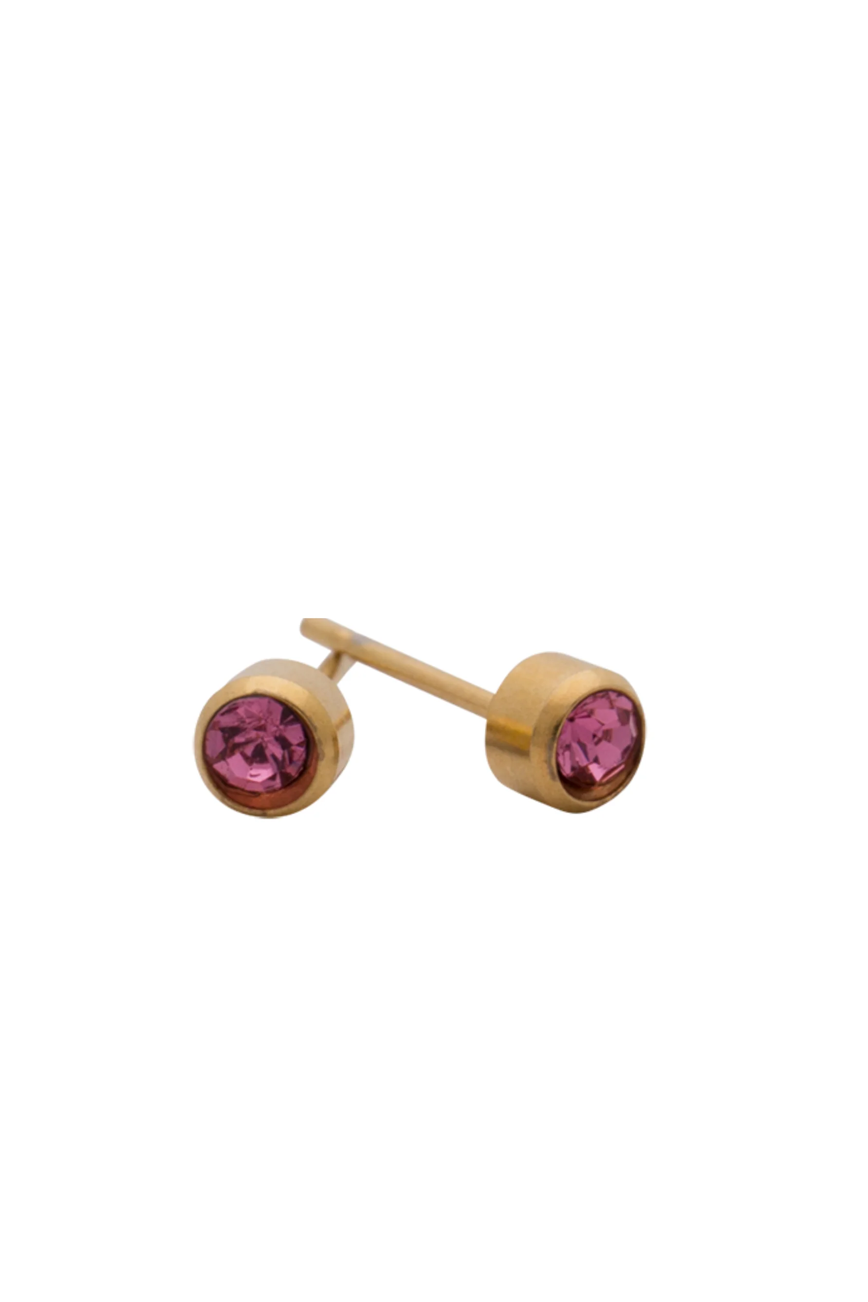 EURO 51300 Pink Rose Quartz Crystal October Birthstone 4mm Gold Studs
