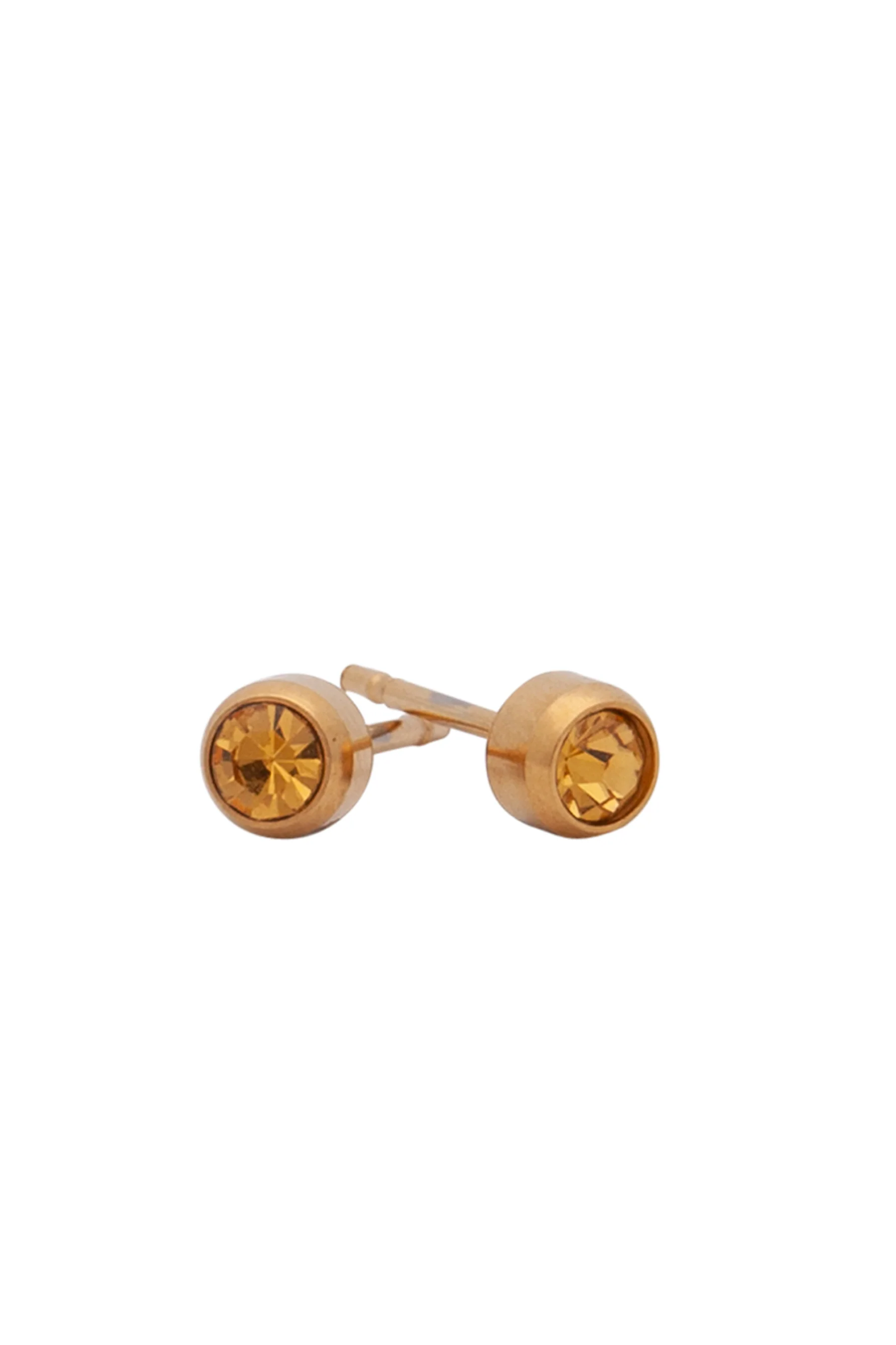 EURO 51310 Yellow Topaz Crystal November Birthstone 4mm Gold Studs