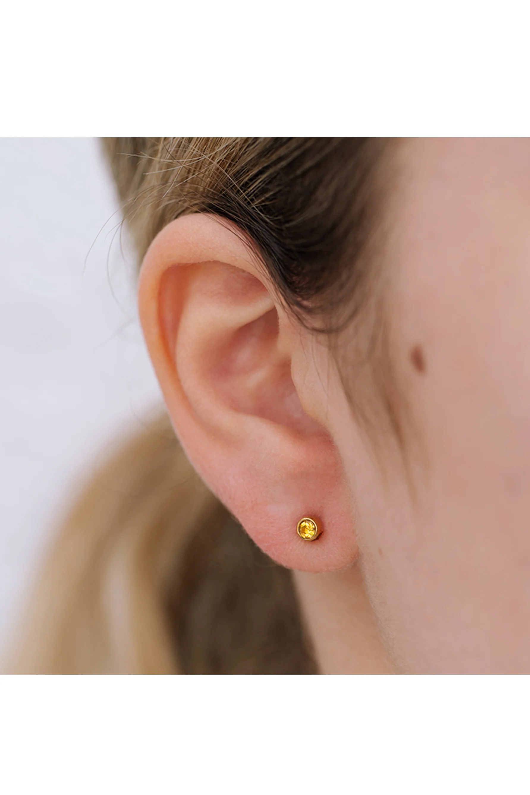 EURO 51310 Yellow Topaz Crystal November Birthstone 4mm Gold Studs - Image 2