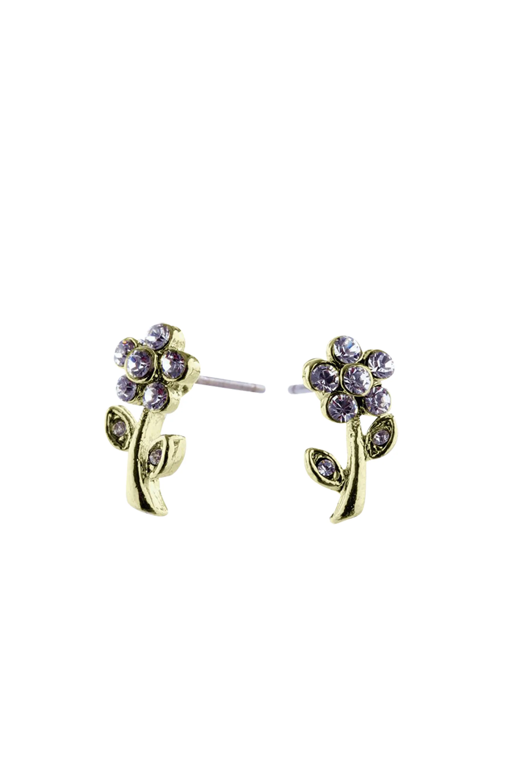 EURO 52530 Gold Daisy & Swarovski Crystals Studs