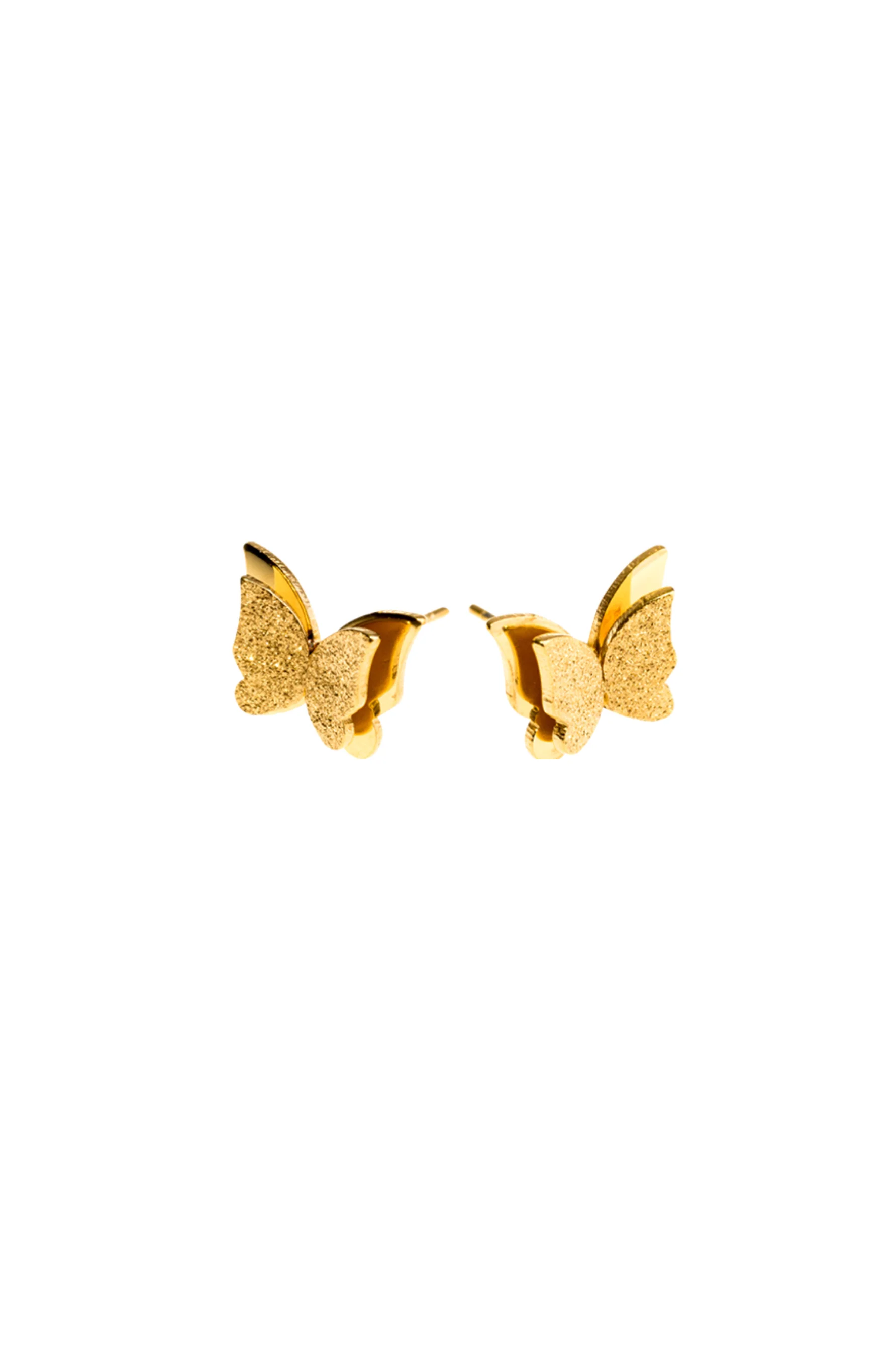 EURO 54350 Gold Double-Winged Butterfly Studs