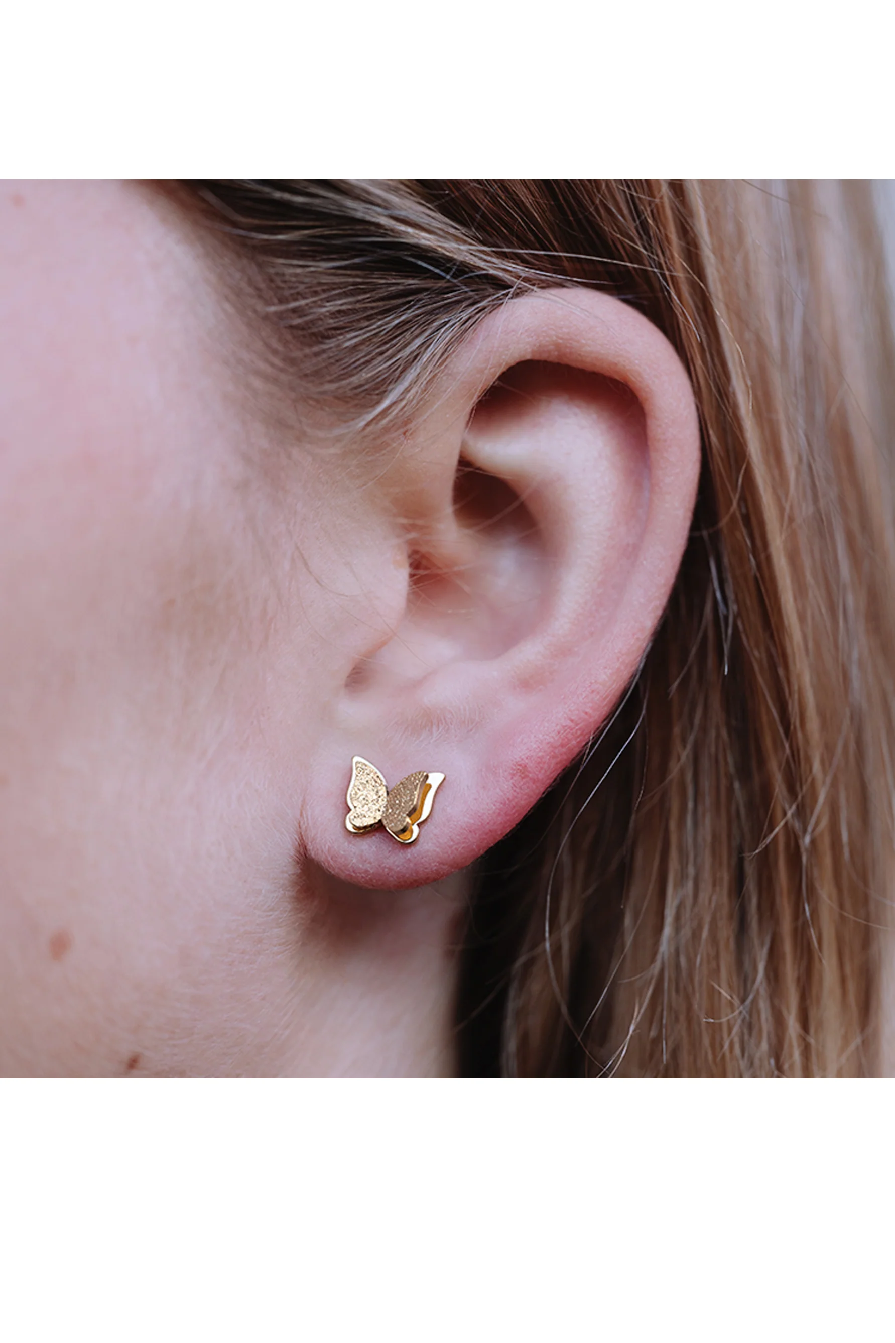 EURO 54350 Gold Double-Winged Butterfly Studs - Image 2