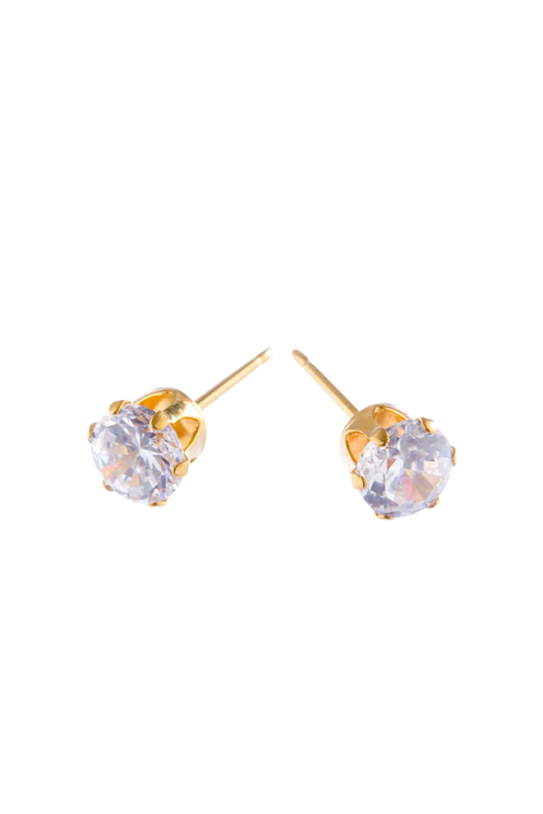 EURO 56010 3mm Cubic Zirconia Gold Studs