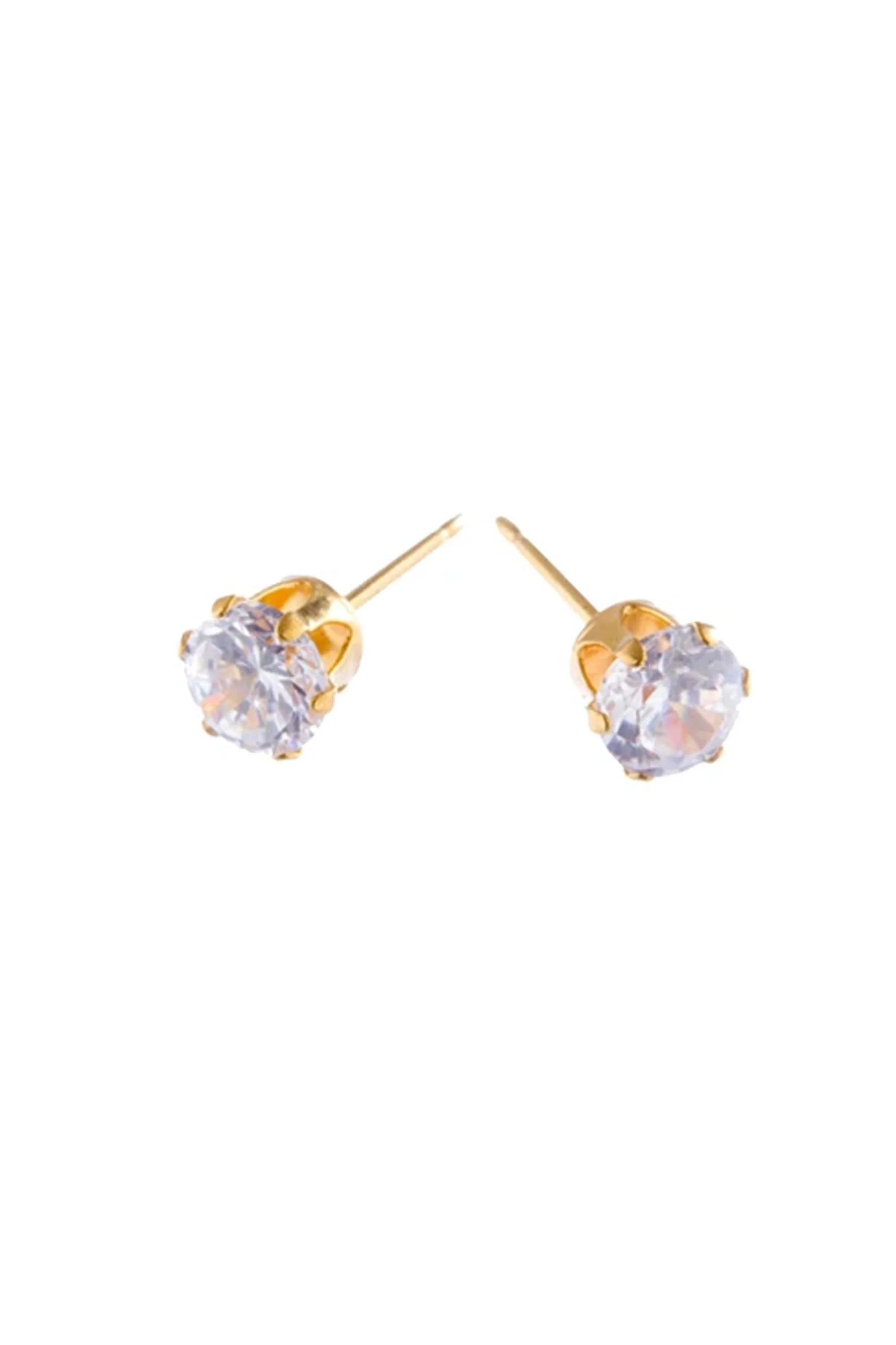 EURO 56060 6mm Cubic Zirconia Gold Studs