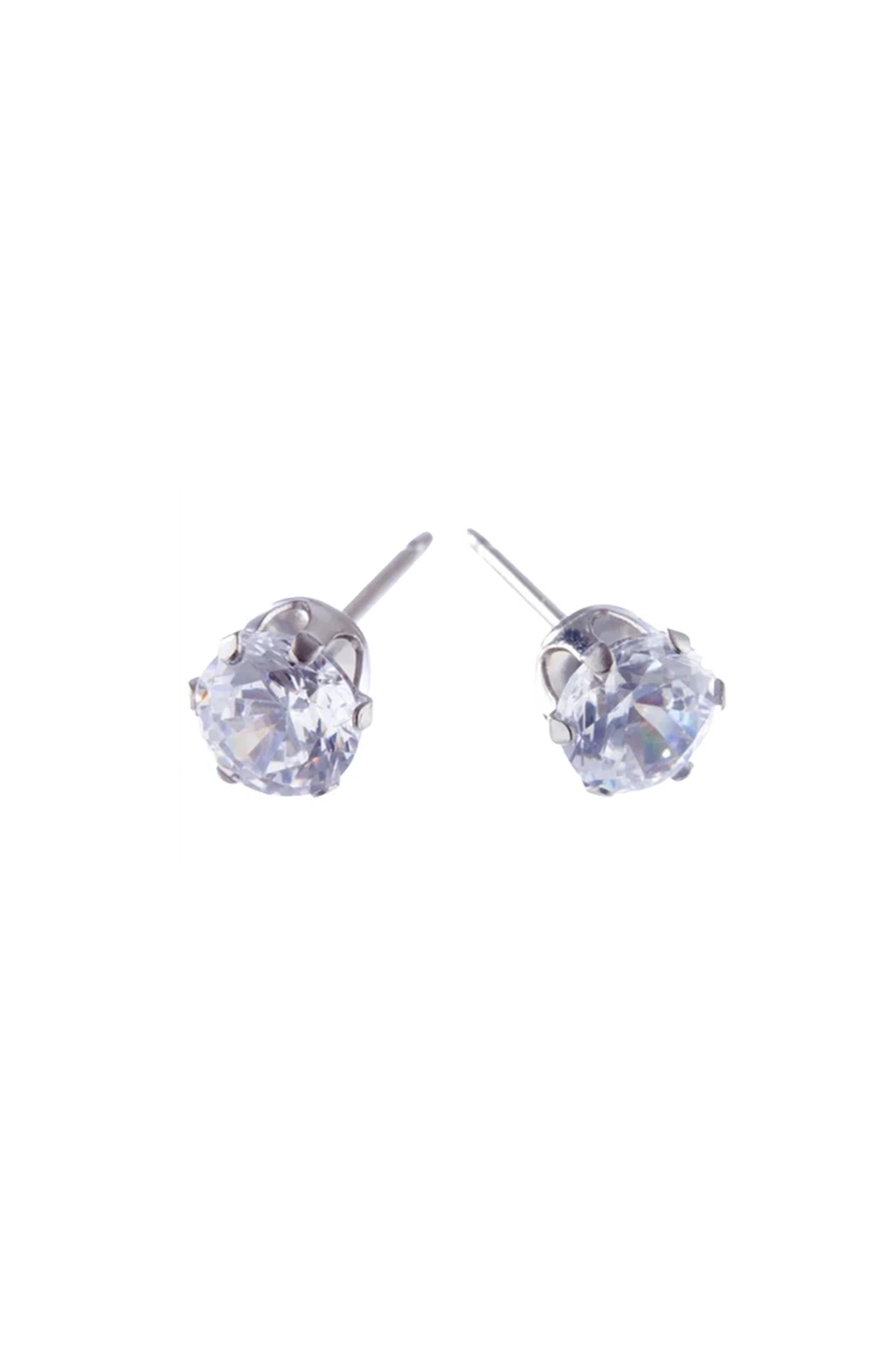 EURO 56061 6mm Cubic Zirconia Stainless Steel Studs