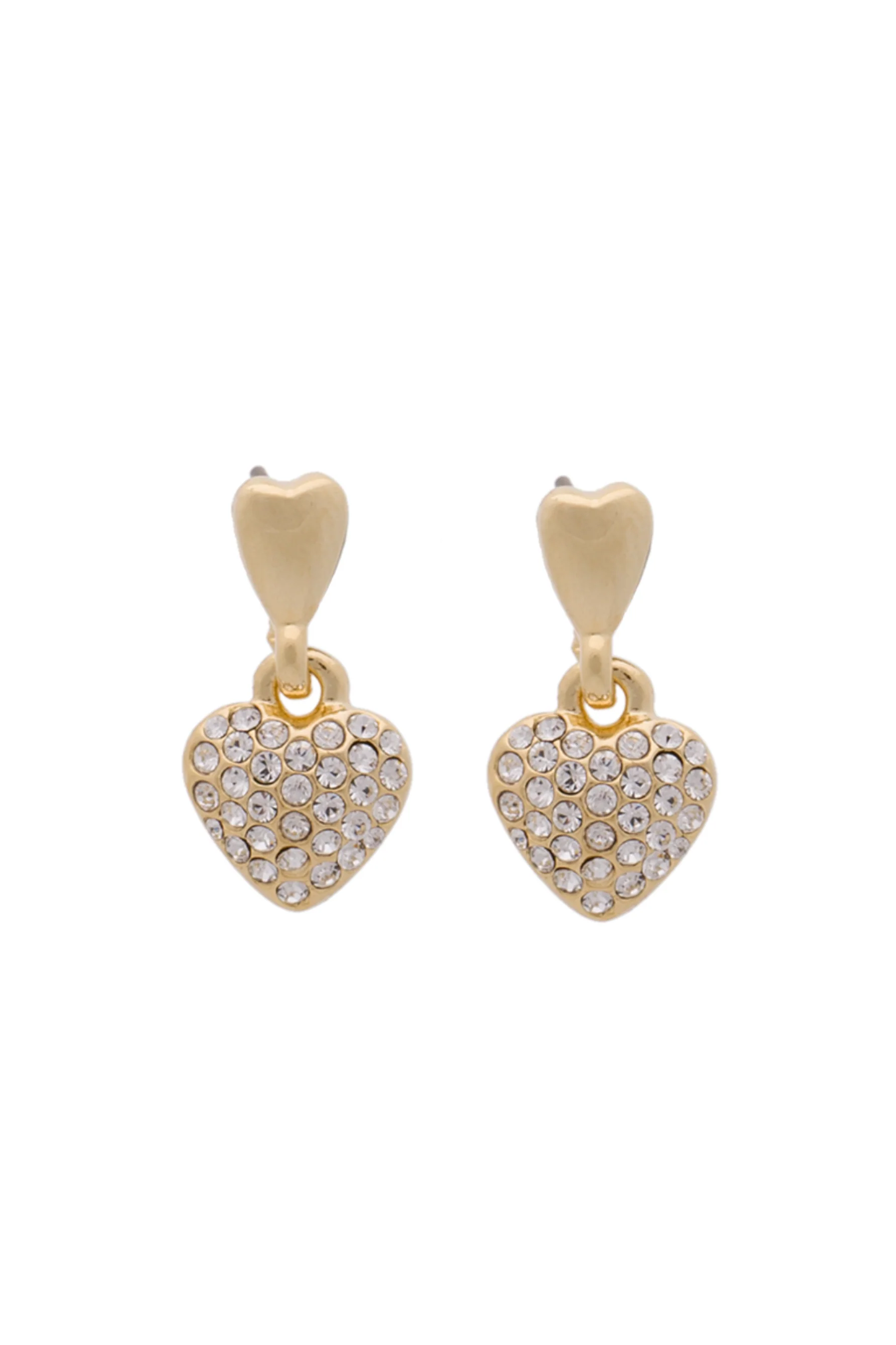 EURO 56420 Gold Drop Crystal Heart Studs