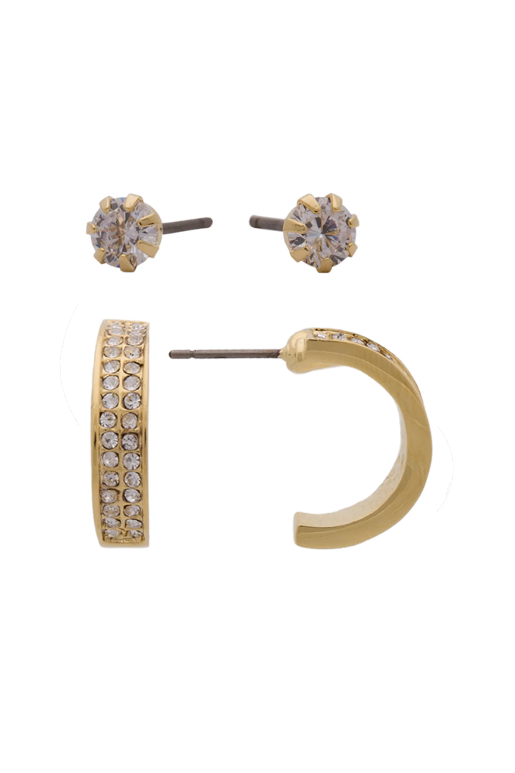 EURO 58770 Gold Cubic Zirconia + Hoop Set