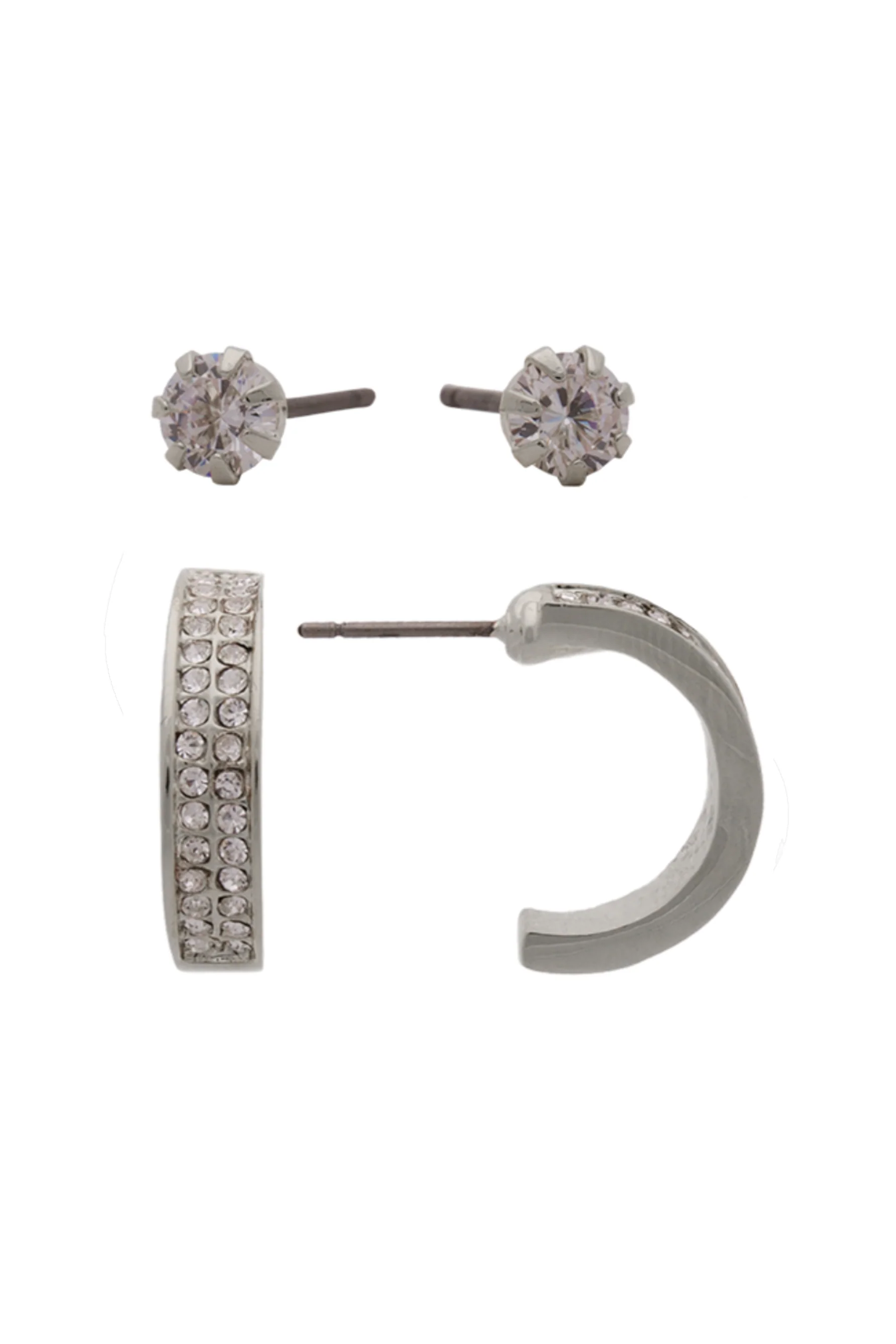 EURO 58771 Rhodium Cubic Zirconia + Hoop Set