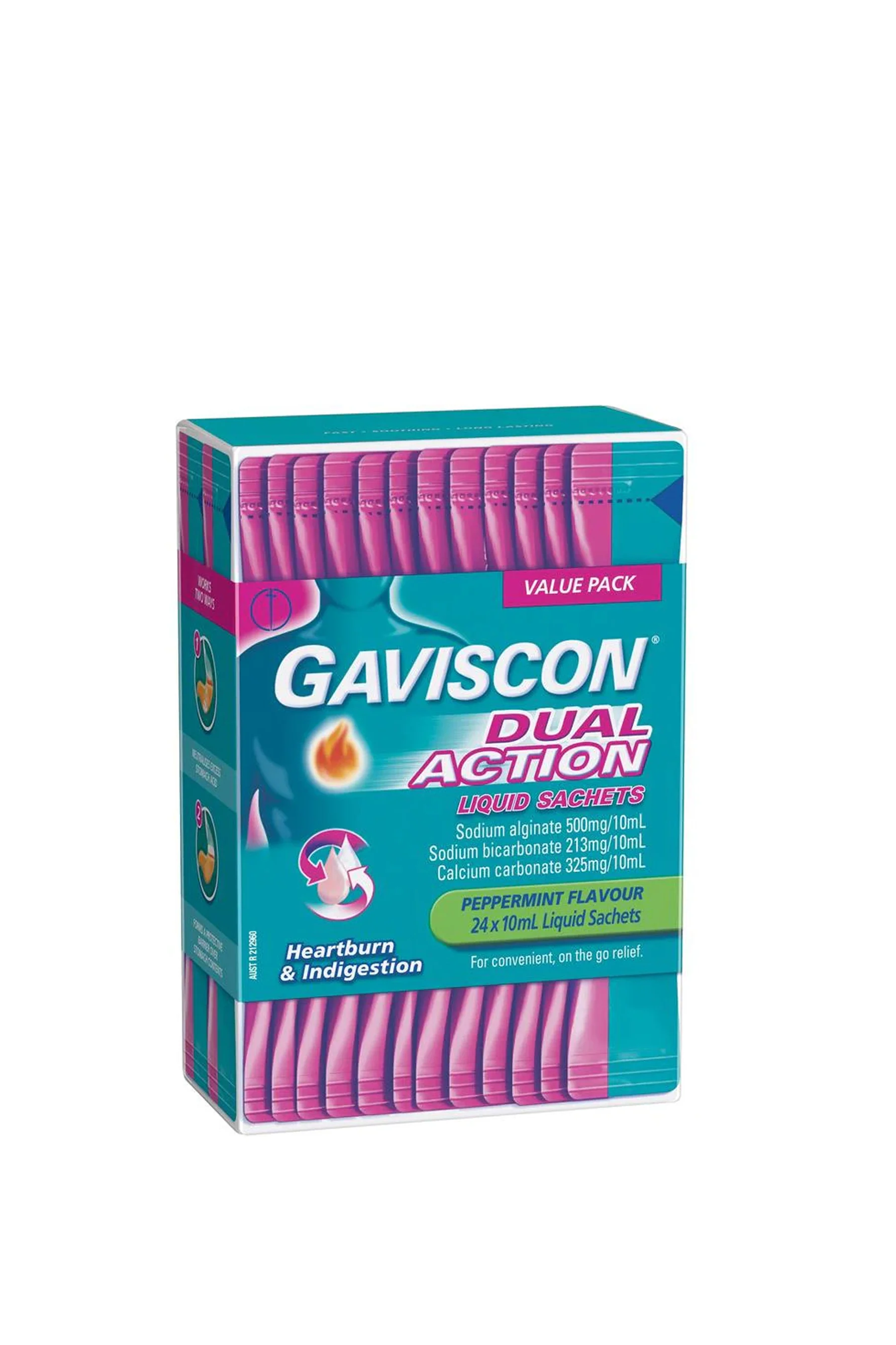 GAVISCON Dual Action Liquid Sachets - Peppermint 24s