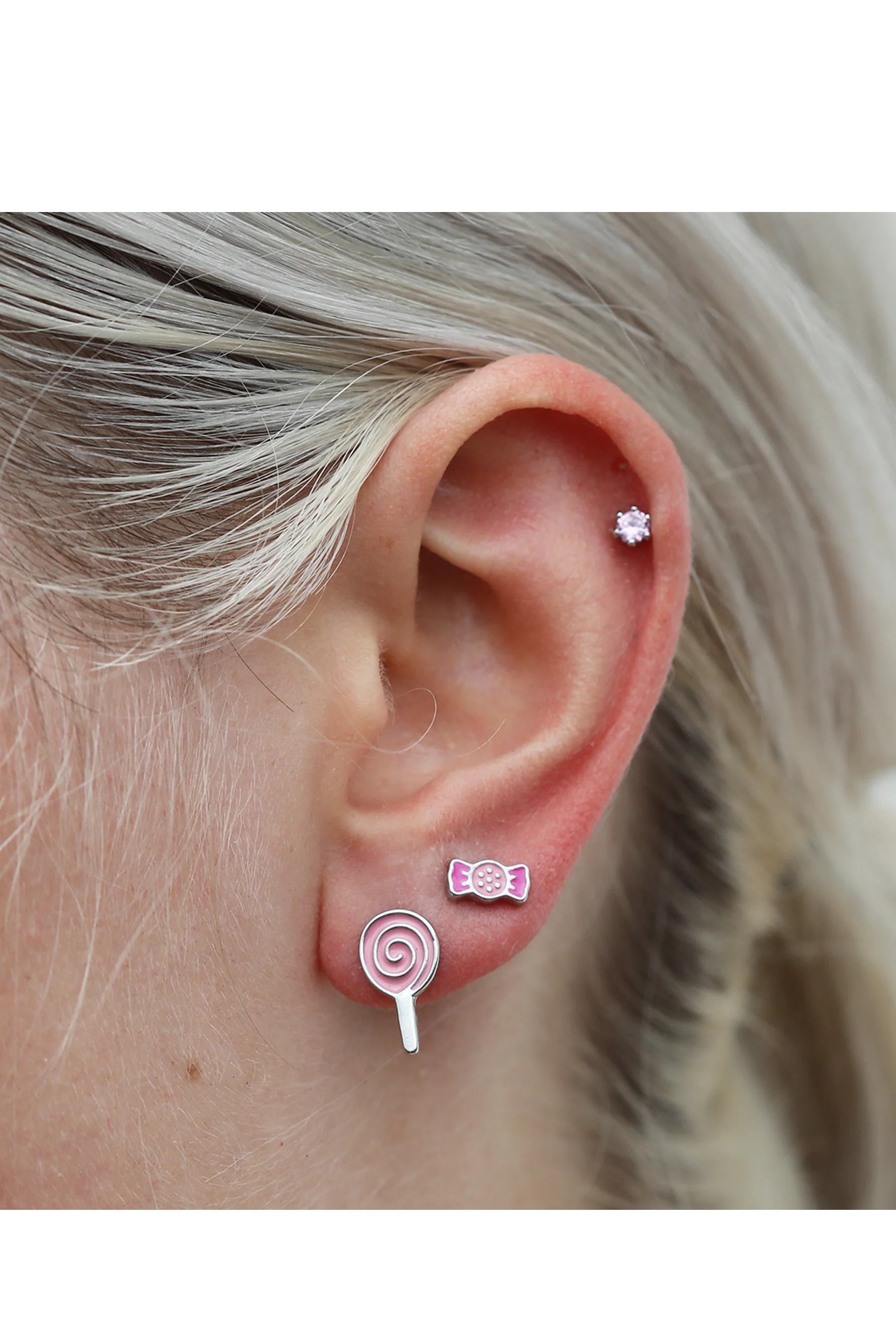 GLAM Rhodium Lolly Stud Set - Image 2