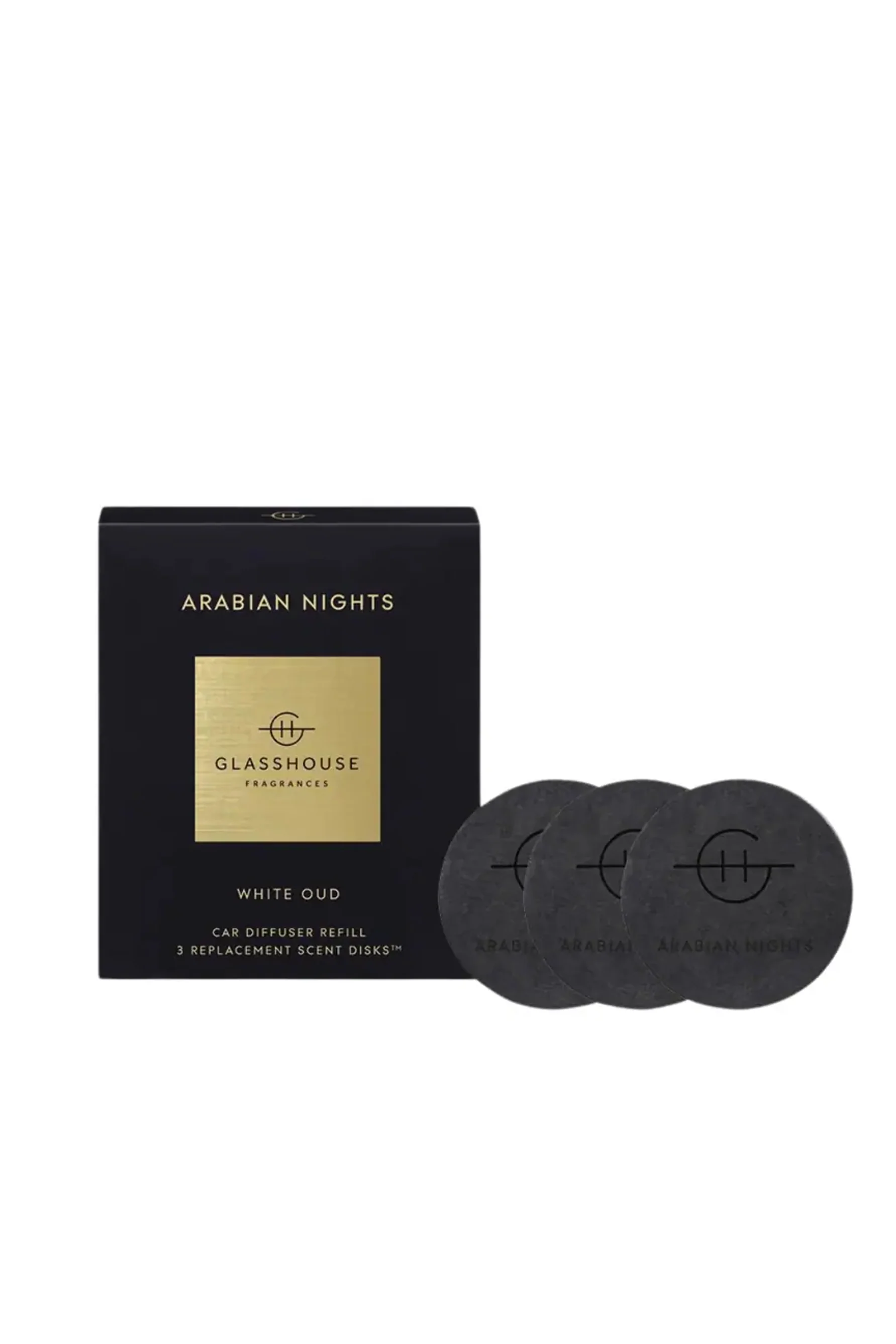 GLASSHOUSE FRAGRANCES Arabian Nights 3 Replacement Scent Disks for car diffuser
