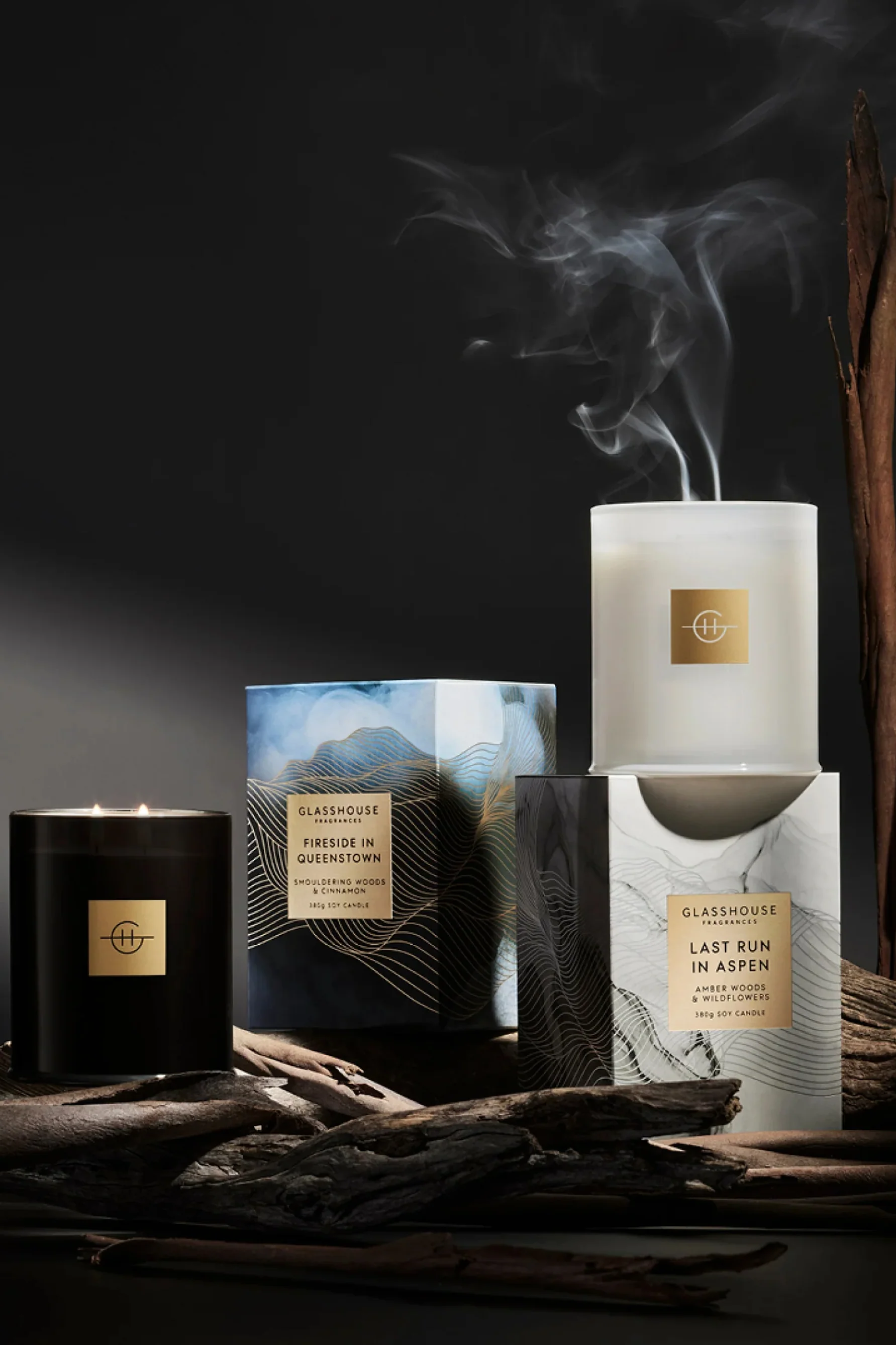 GLASSHOUSE FRAGRANCES Candle Last Run In Aspen 380g - Image 3