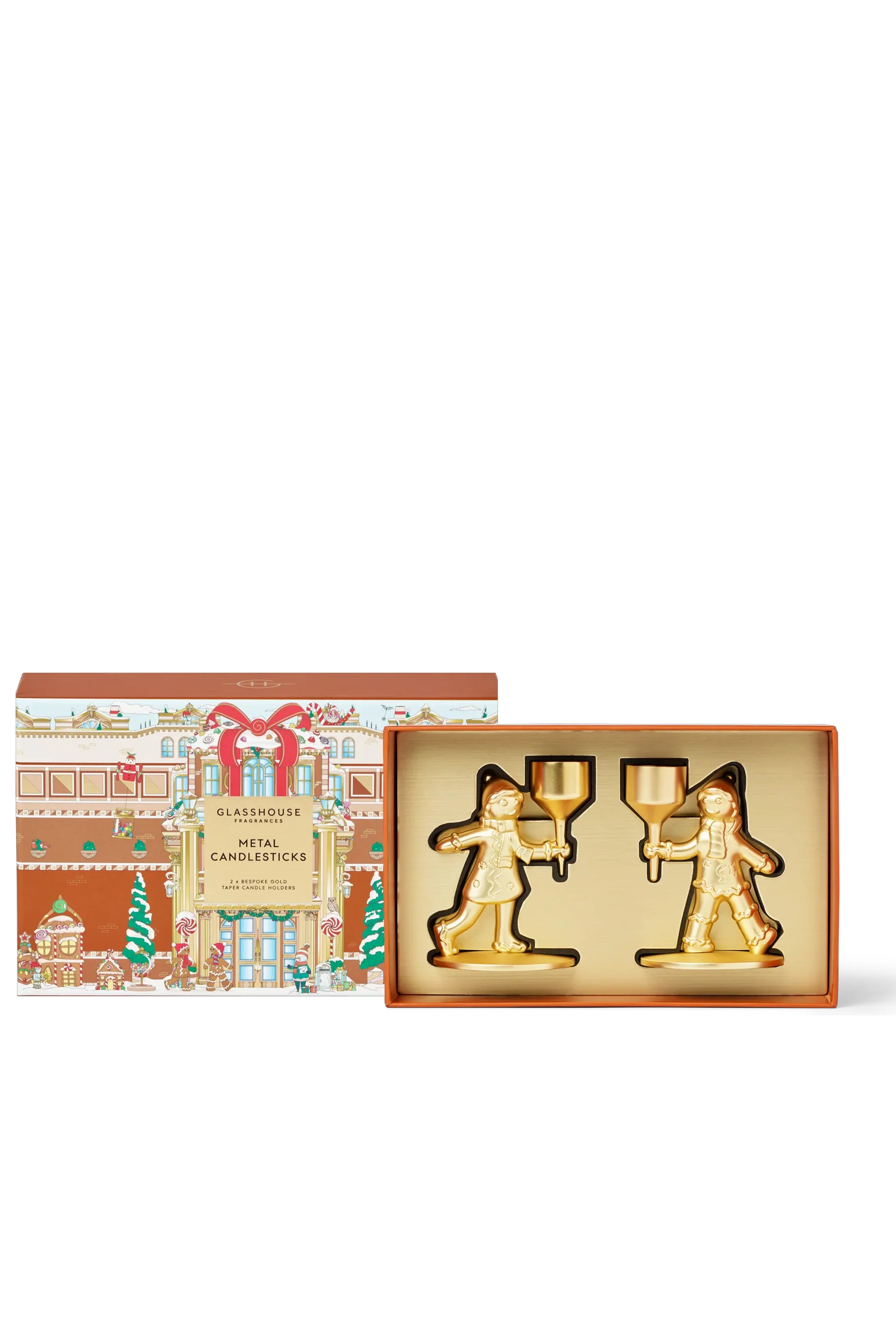 GLASSHOUSE FRAGRANCES Metal Candle Sticks Set