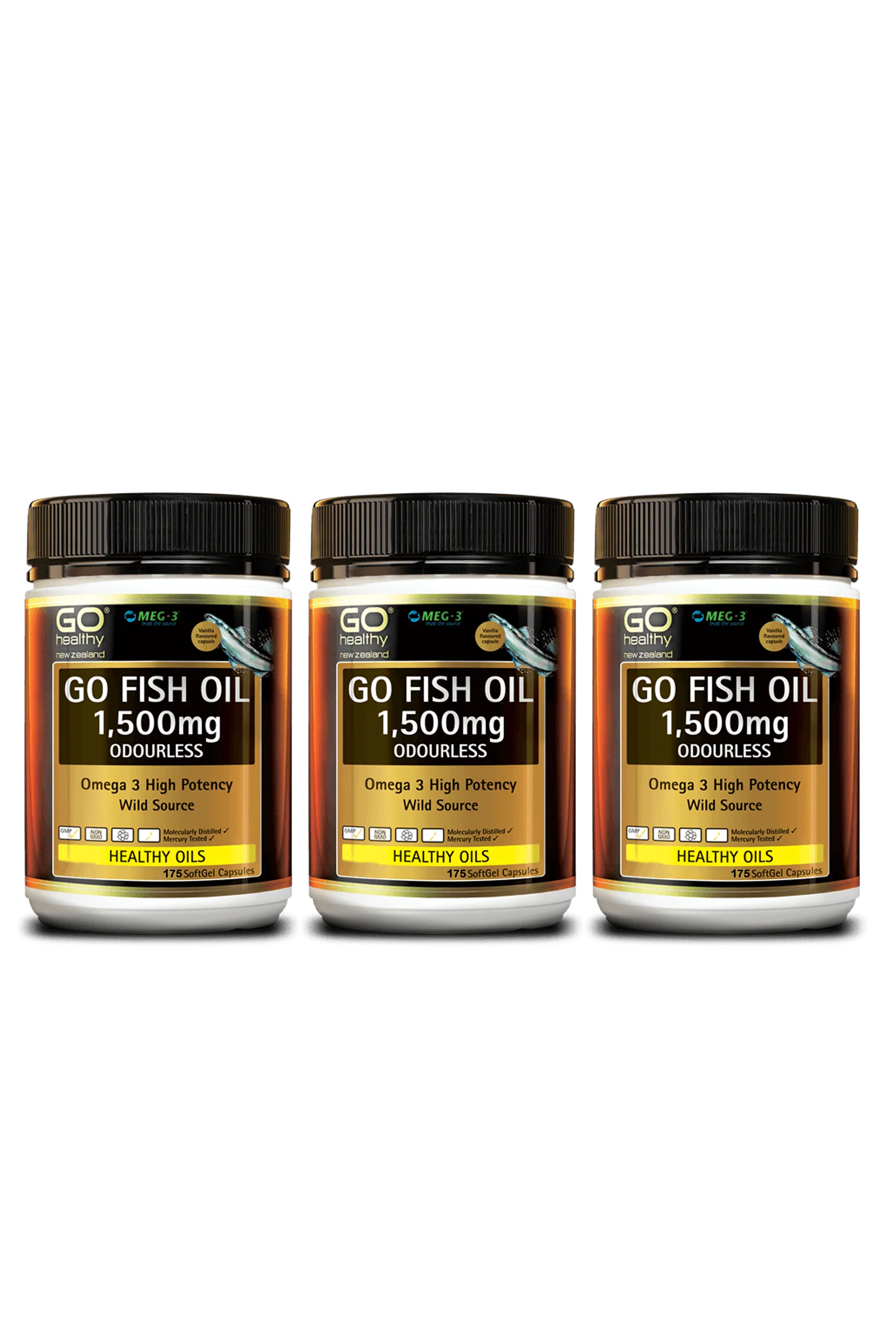 GO HEALTHY Fish Oil 1500mg 3x 175 Capsules