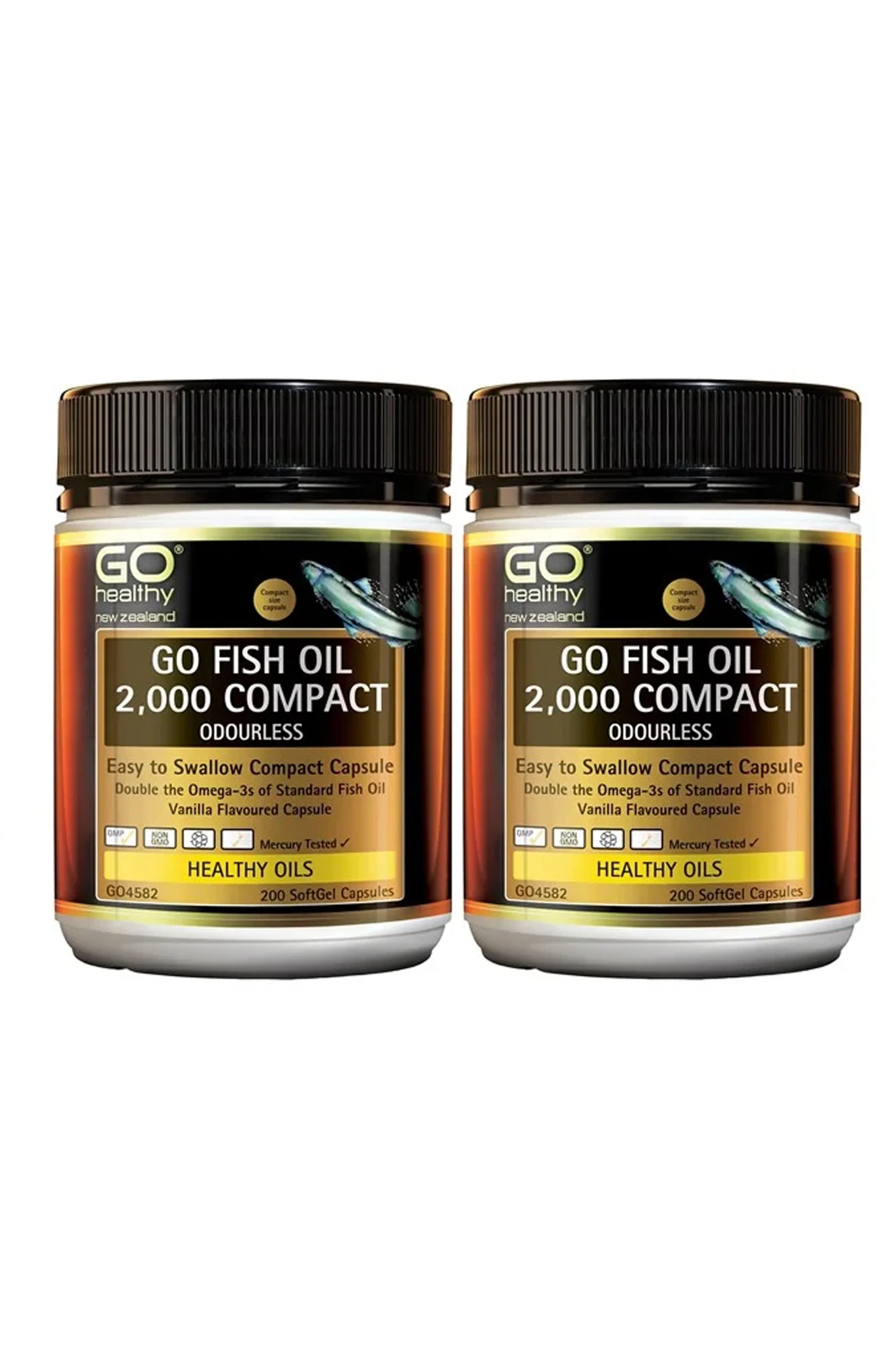 GO HEALTHY Fish Oil 2000mg Compact 2x 200 Capsules