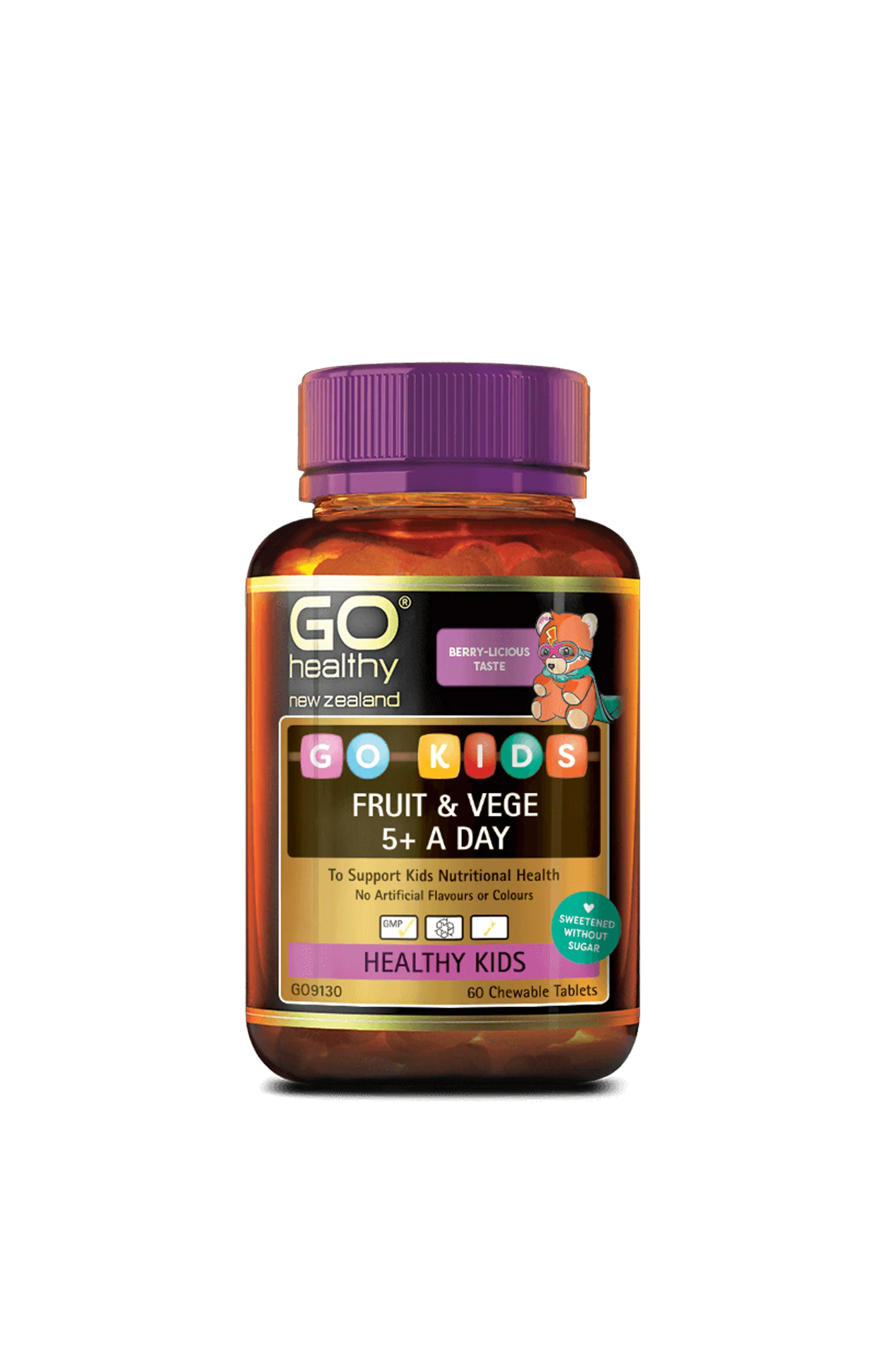 GO HEALTHY Kids Fruit & Vege 5+ A Day 60 Chewable Tablets
