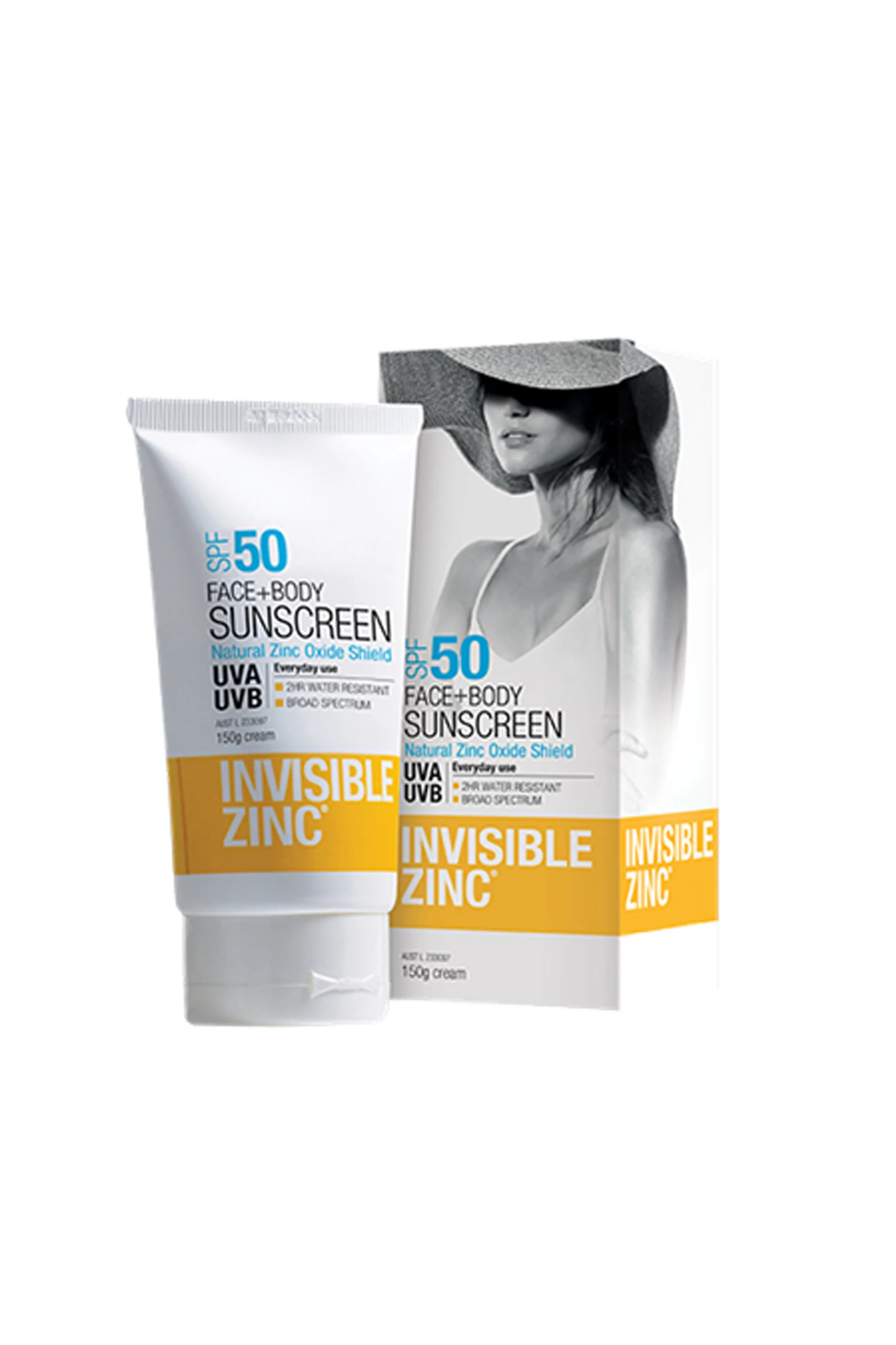 Invisible Zinc Face & Body 2Hr Water Resistant SPF50 150g