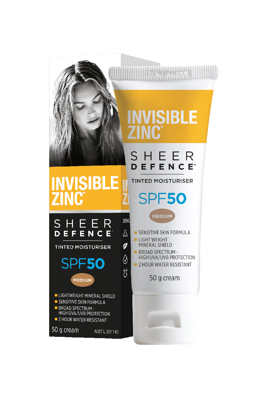 INVISIBLE ZINC Sheer Defence Tinted Moisturiser Medium SPF50 50g