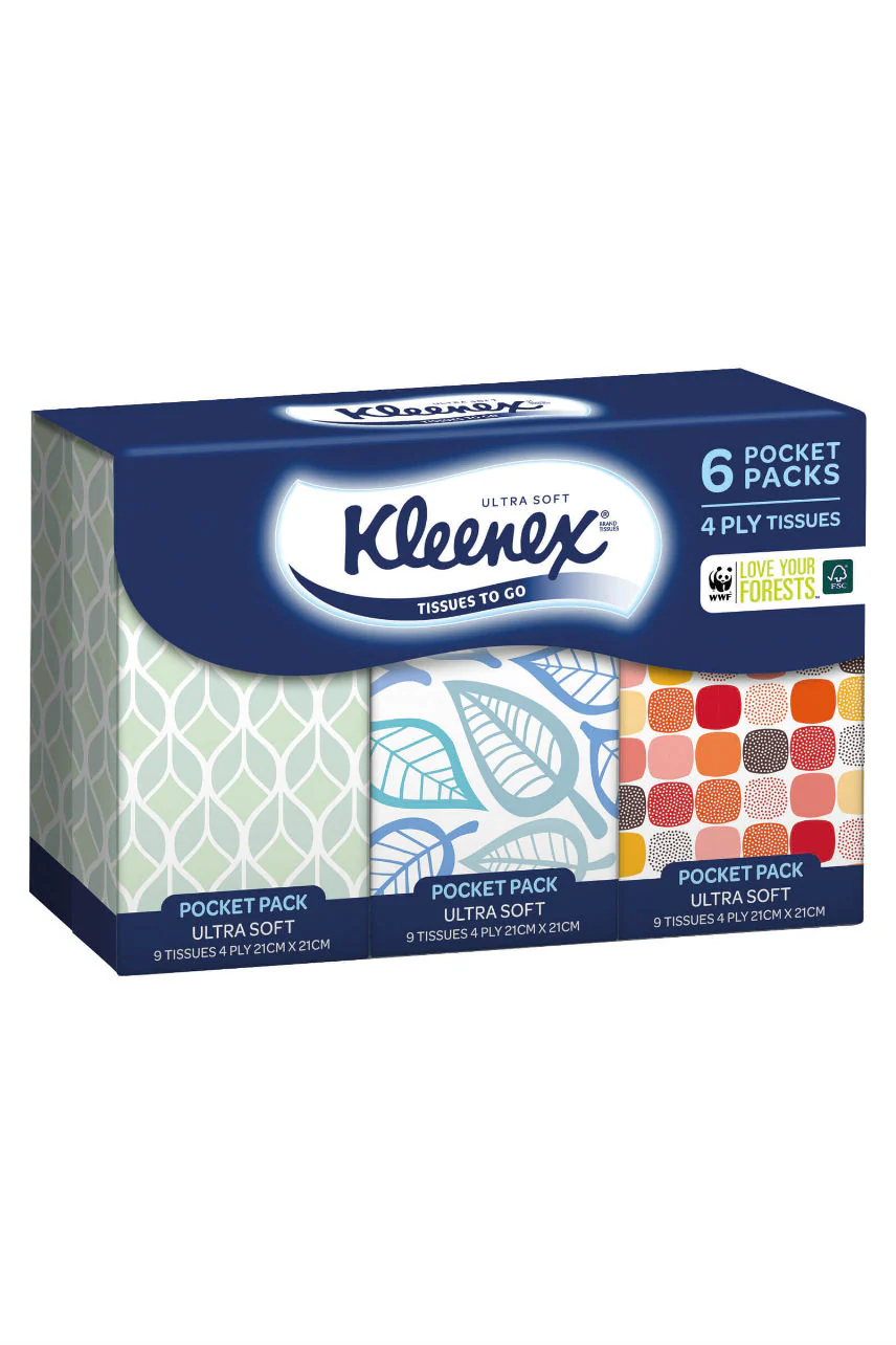 KLEENEX Tissues Pocket Packs Ultrasoft 6pk