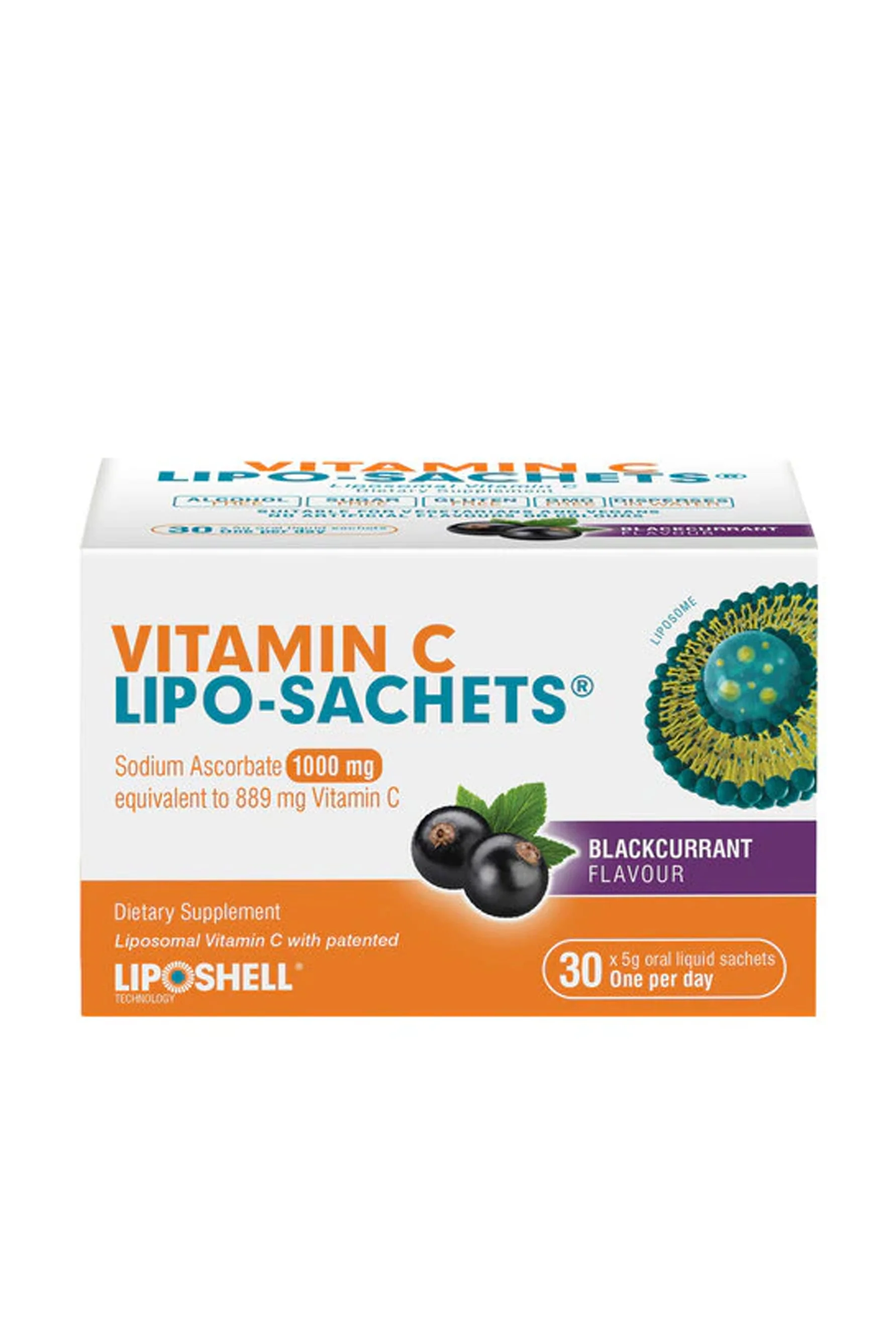 LIPOSHELL Vitamin C Lipo-Sachets Blackcurrant 1000mg 30 Sachets