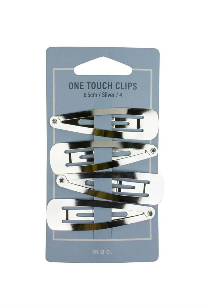 MAE 40-2105SL One Touch Clip 6.5cm Silver 4pcs