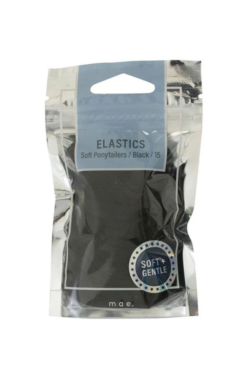 MAE 40-2207BK Elastic Ponytail Black 15pcs