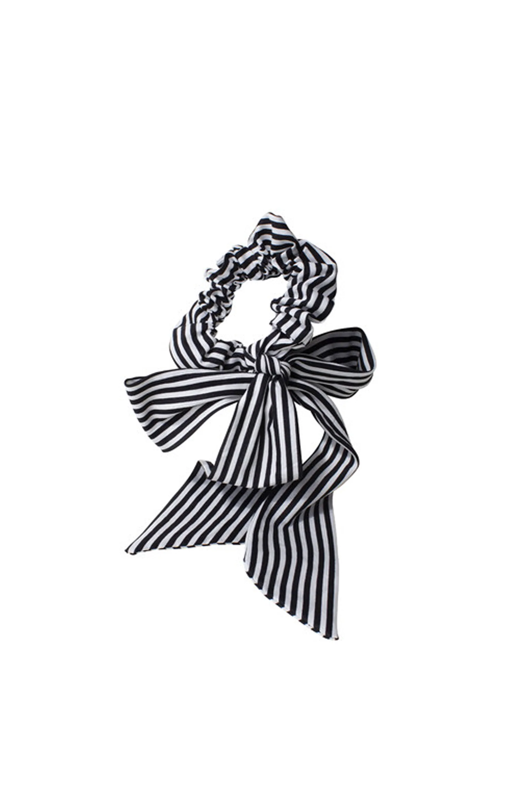 MAE 41-2206 Elastic Scrunchie Black & White Bow