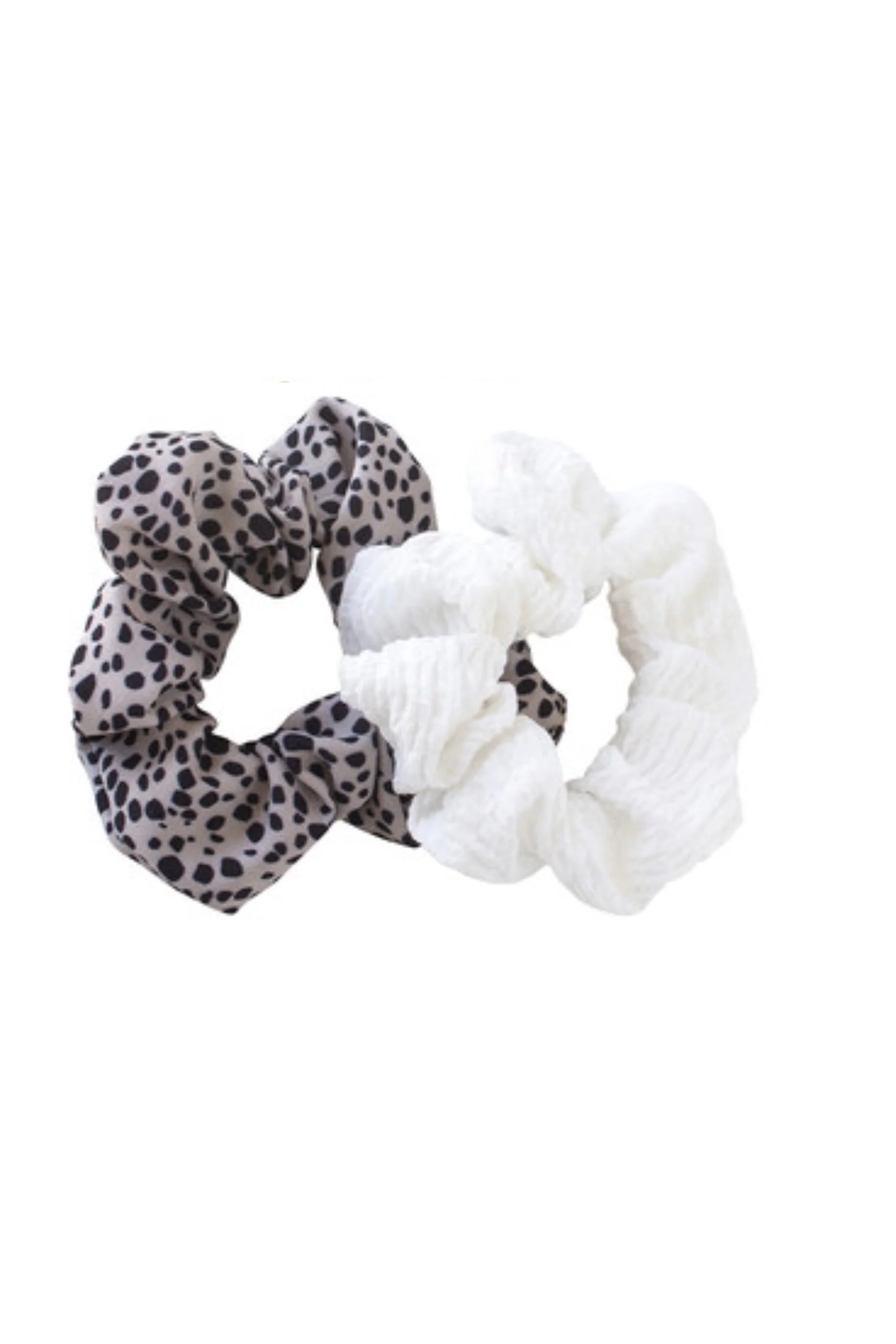 MAE 41-2207 Scrunchies, White & Leopard, Set-of-2