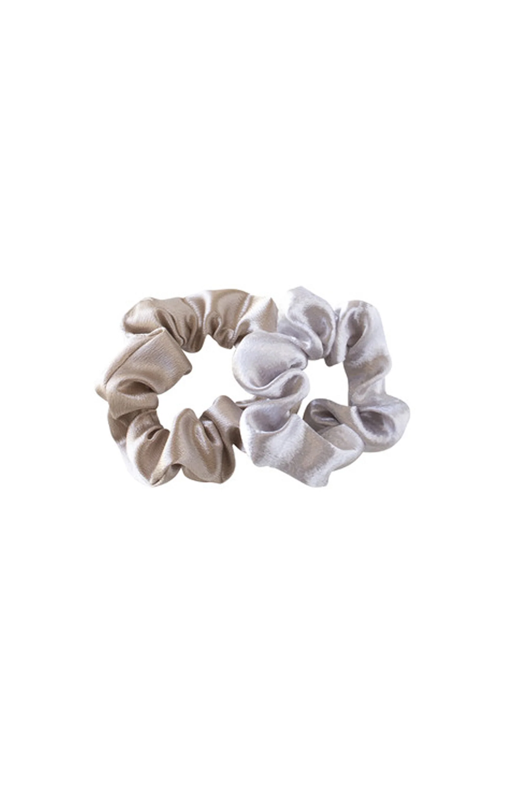 MAE 41-2209 Scrunchies Satin Pink & Silver Set-of-2