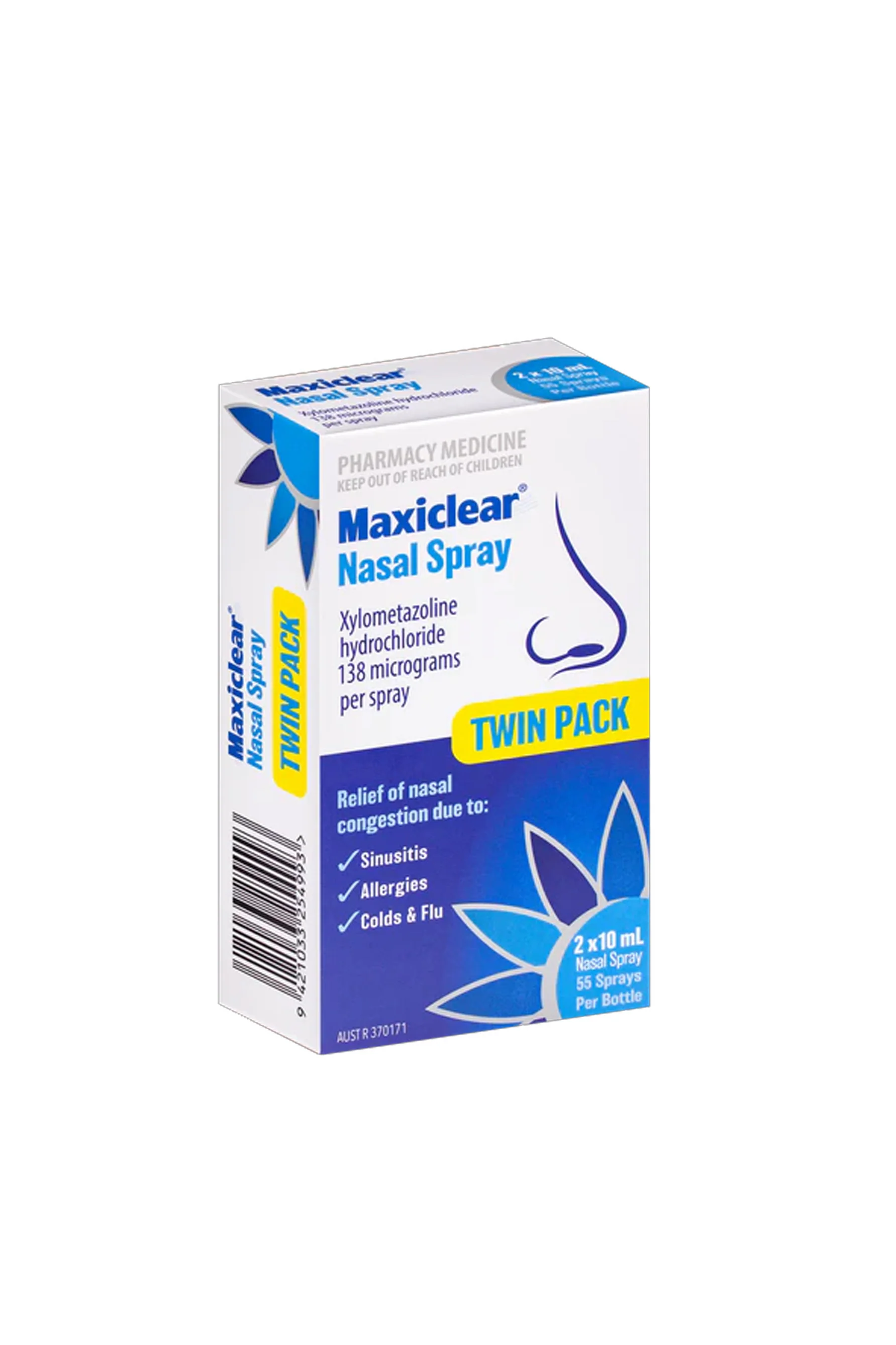 MAXICLEAR Xylometazoline Nasal Spray 10mL Twin Pack